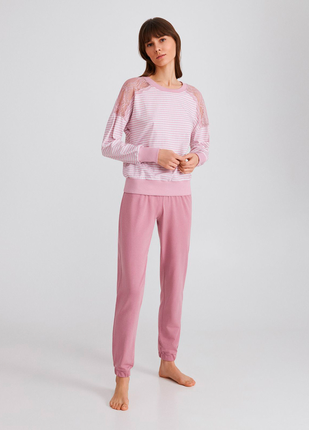 Рожева всесезон піжама (світшот, штани) свитшот + брюки Ellen