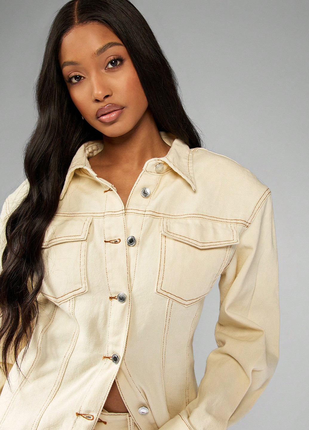 Кремова джинсова сукня сукня-сорочка SHEIN однотонна