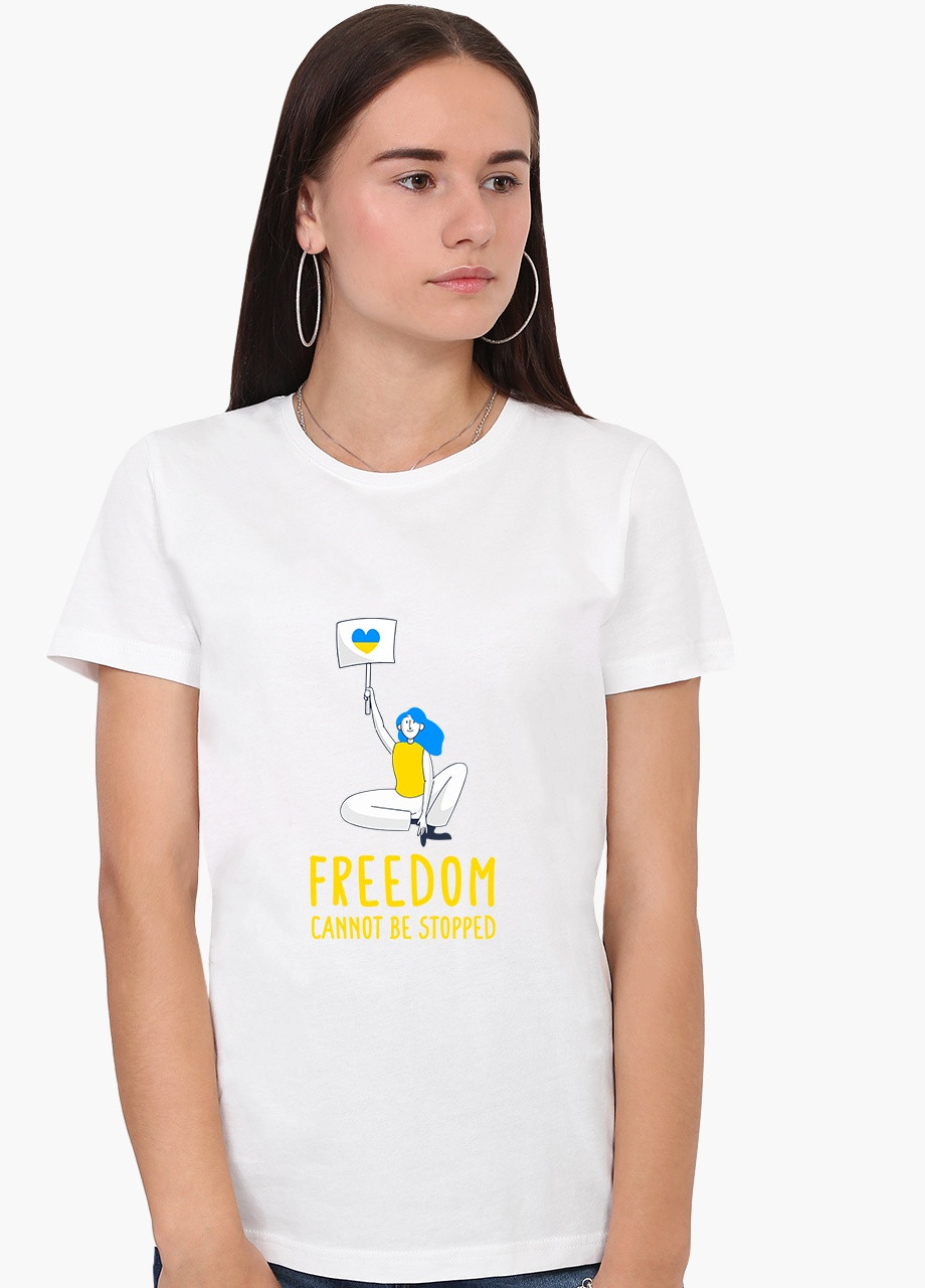 Белая демисезон футболка женская свободу не остановить (freedom can not be stopped) белый (8976-3691) s MobiPrint