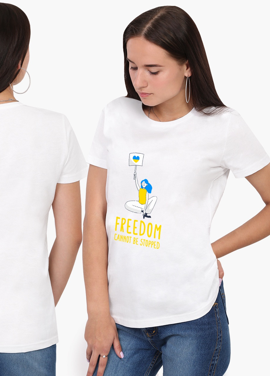 Белая демисезон футболка женская свободу не остановить (freedom can not be stopped) белый (8976-3691) s MobiPrint