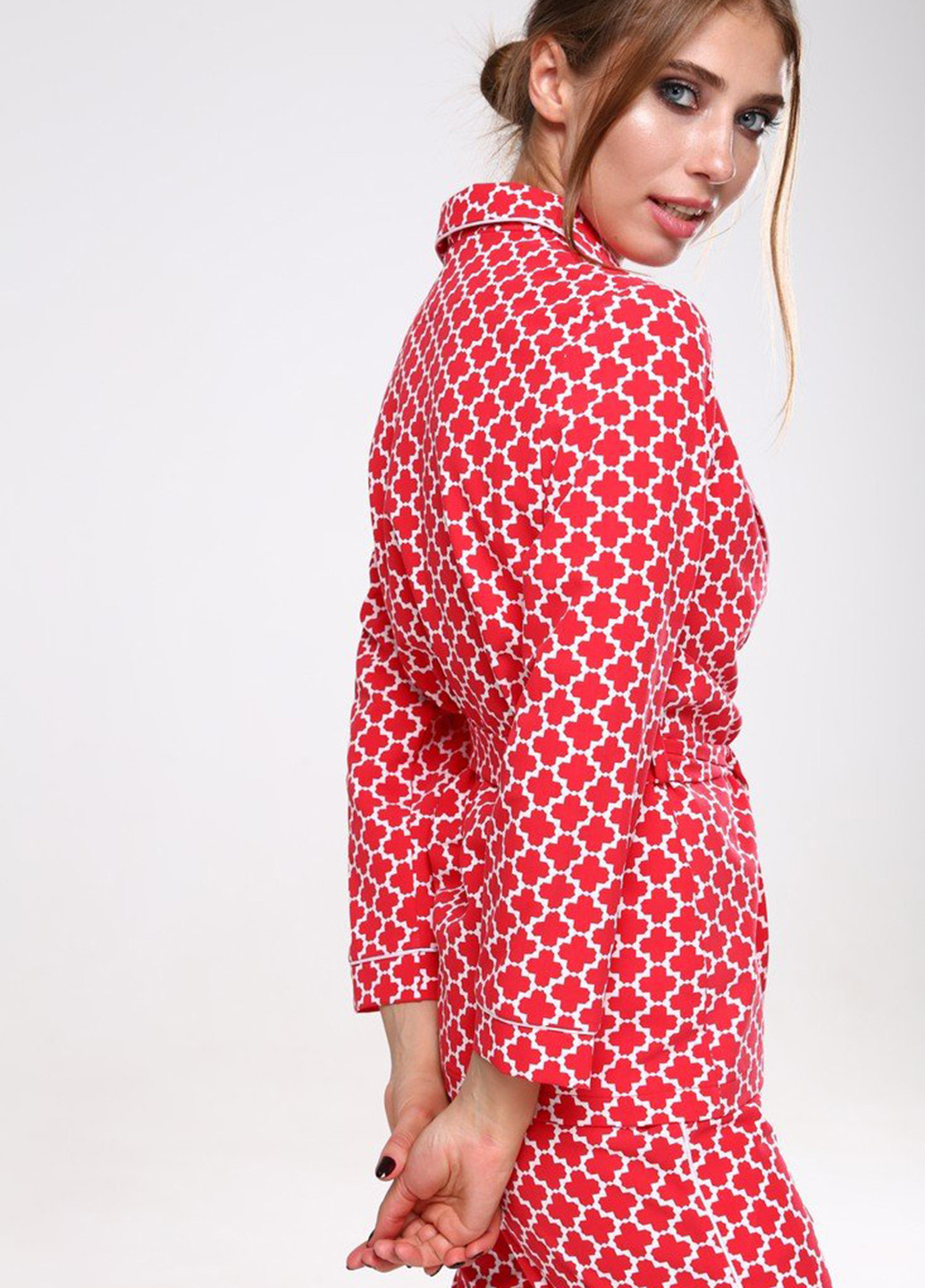 Костюм (жакет, брюки) Lavana Fashion брючний геометричний червоний кежуал