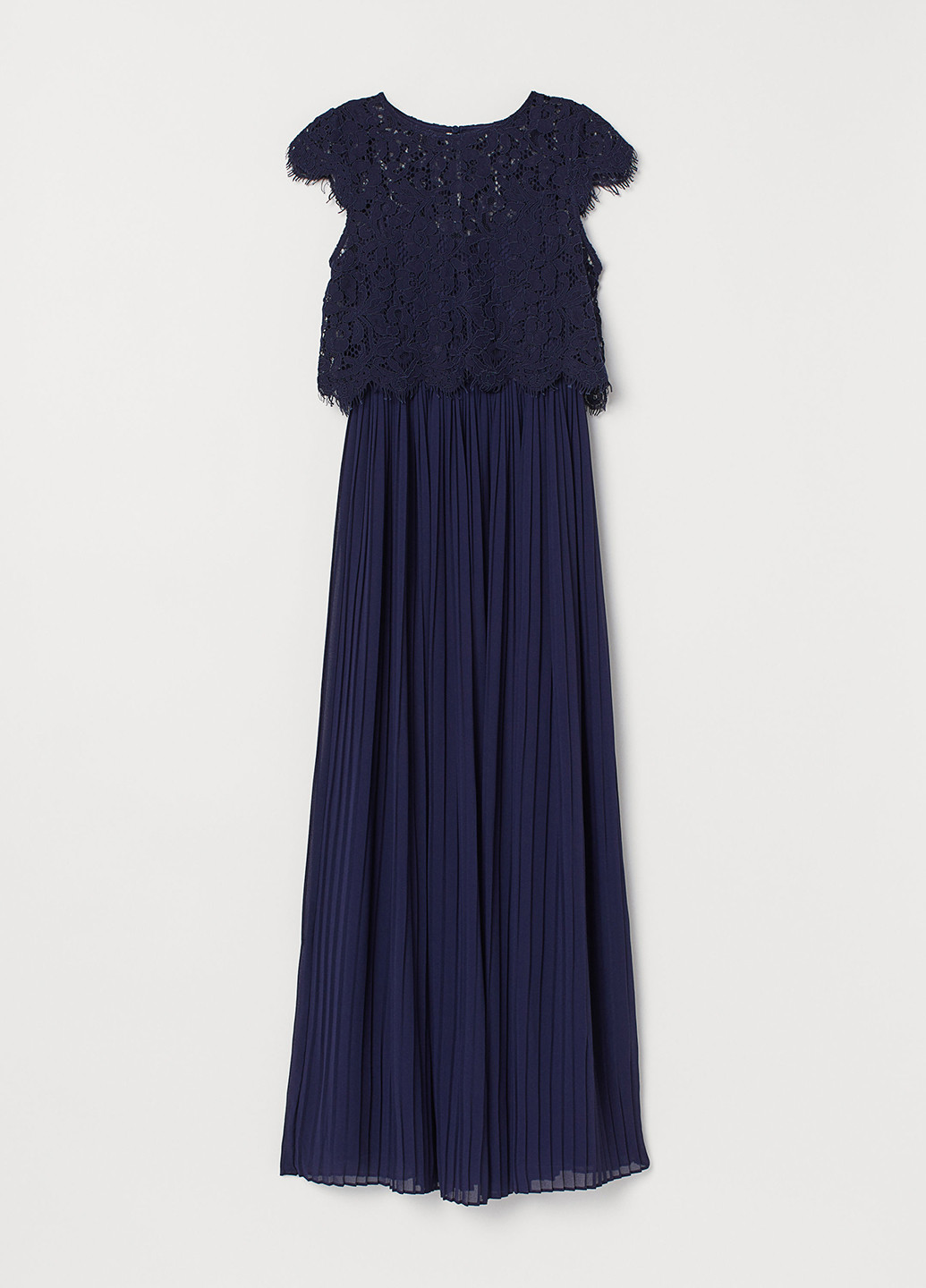 Темно-синя вечірня сукня плісована, кльош H&M однотонна
