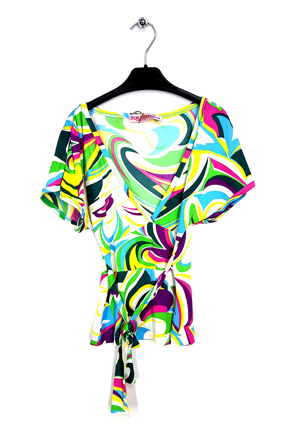 Комбинированная однотонная блузка Puledro летняя