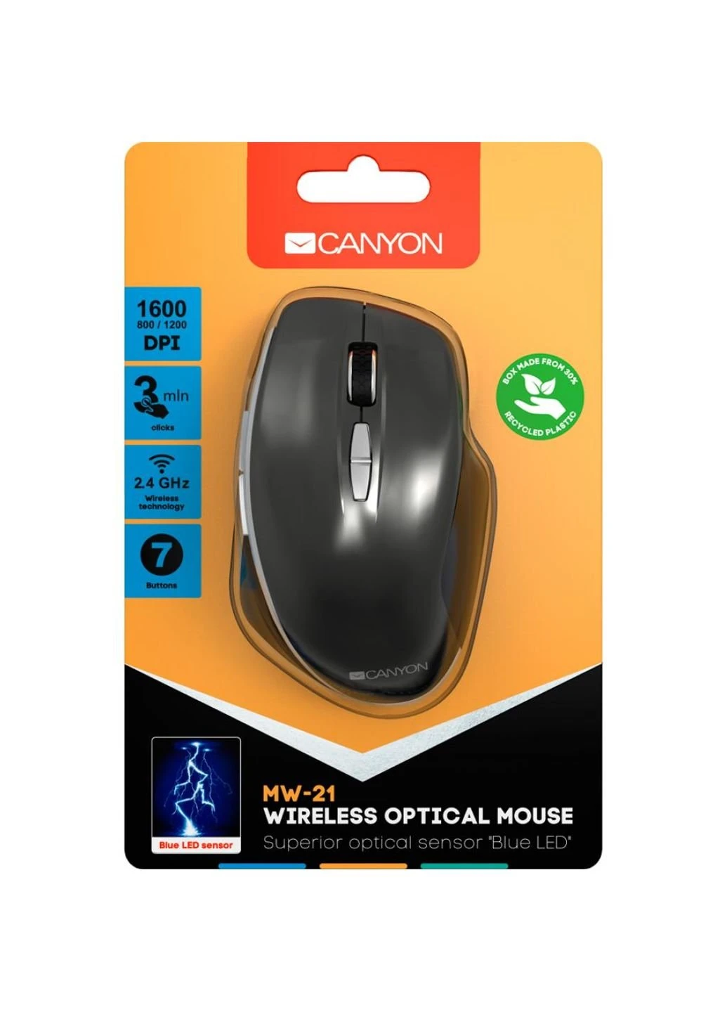Мишка MW-21 Wireless Blue LED Dark gray (CNS-CMSW21DG) Canyon (253547512)