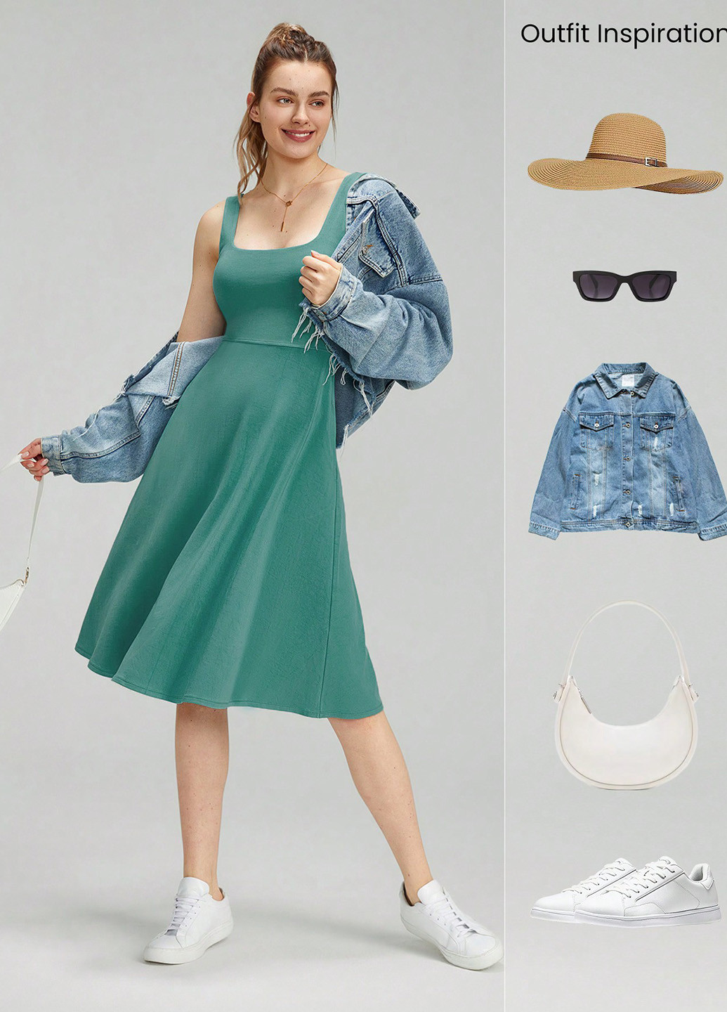 М'ятна спортивна сукня кльош SHEIN з логотипом