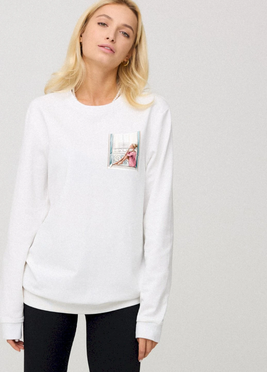 Белый світшот жіночий oversize /no flis/ YAPPI (254658553)