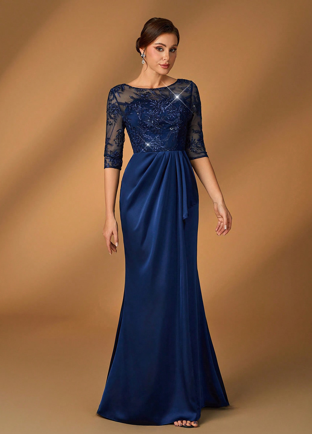 Темно-синя святковий, вечірня сукня годе SHEIN однотонна