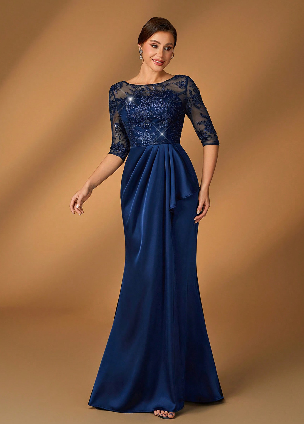 Темно-синя святковий, вечірня сукня годе SHEIN однотонна