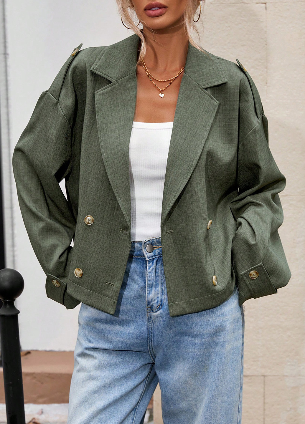 Сіро-зелена демісезонна куртка SHEIN