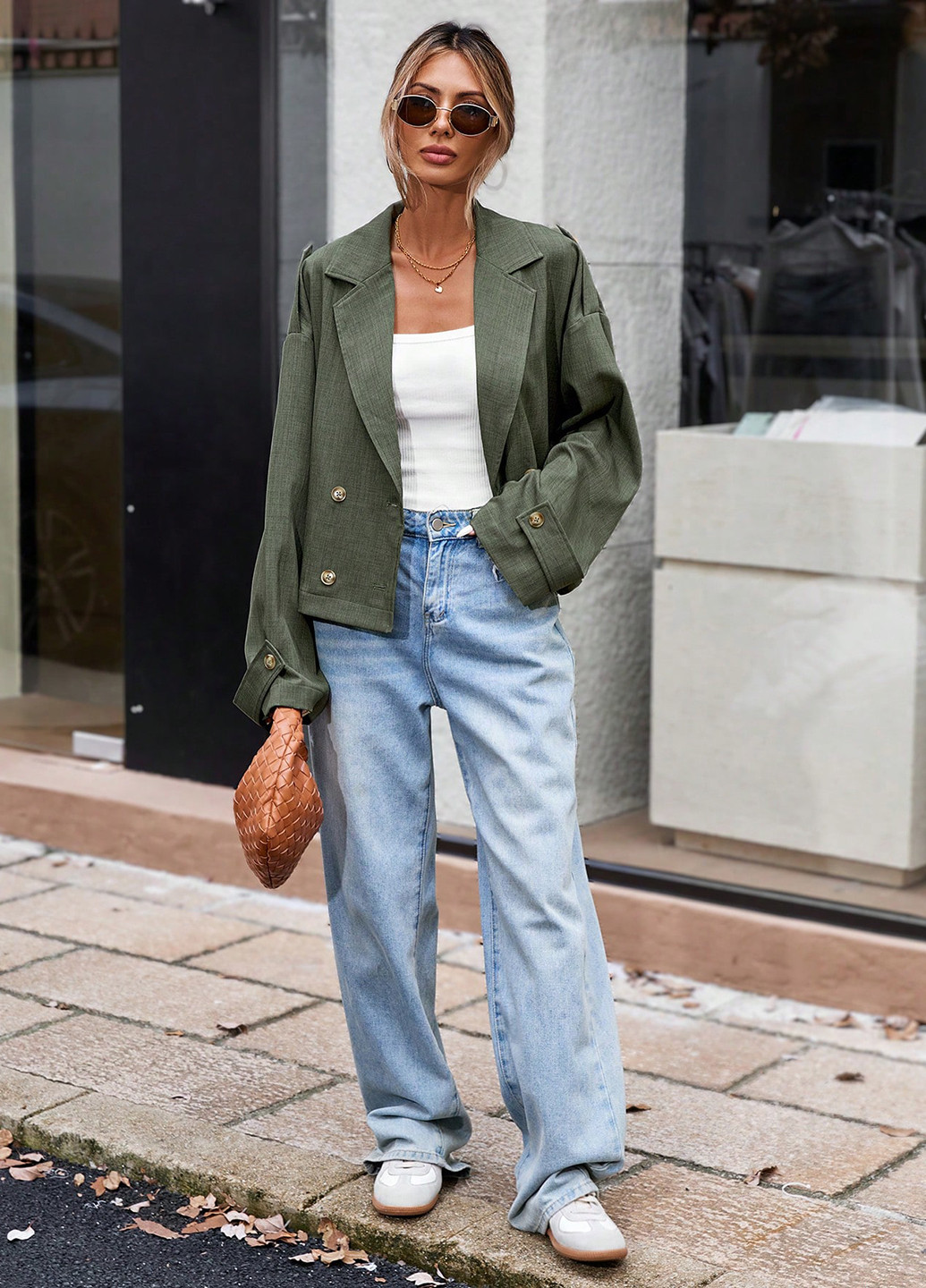 Сіро-зелена демісезонна куртка SHEIN