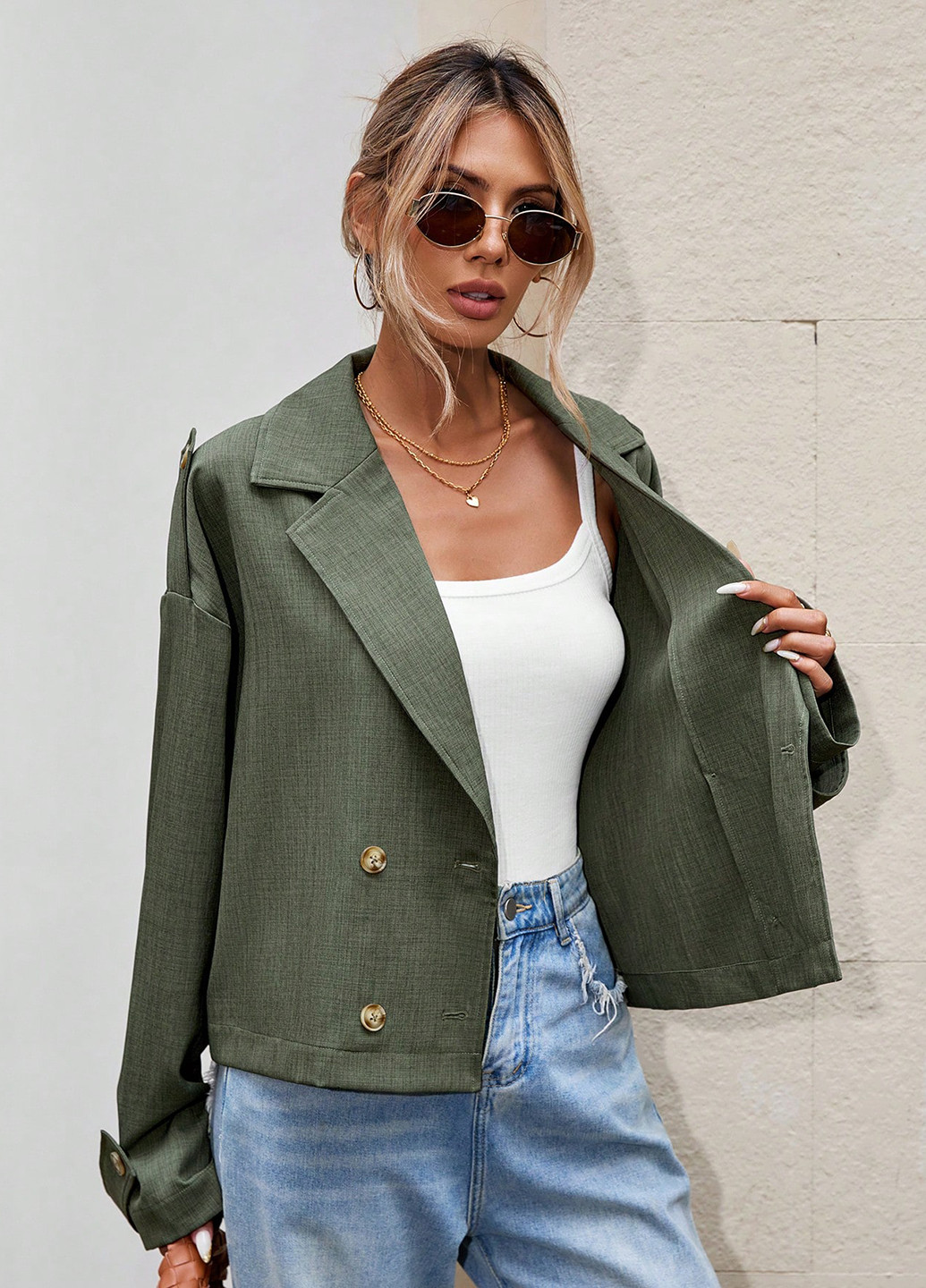 Сіро-зелена демісезонна куртка SHEIN