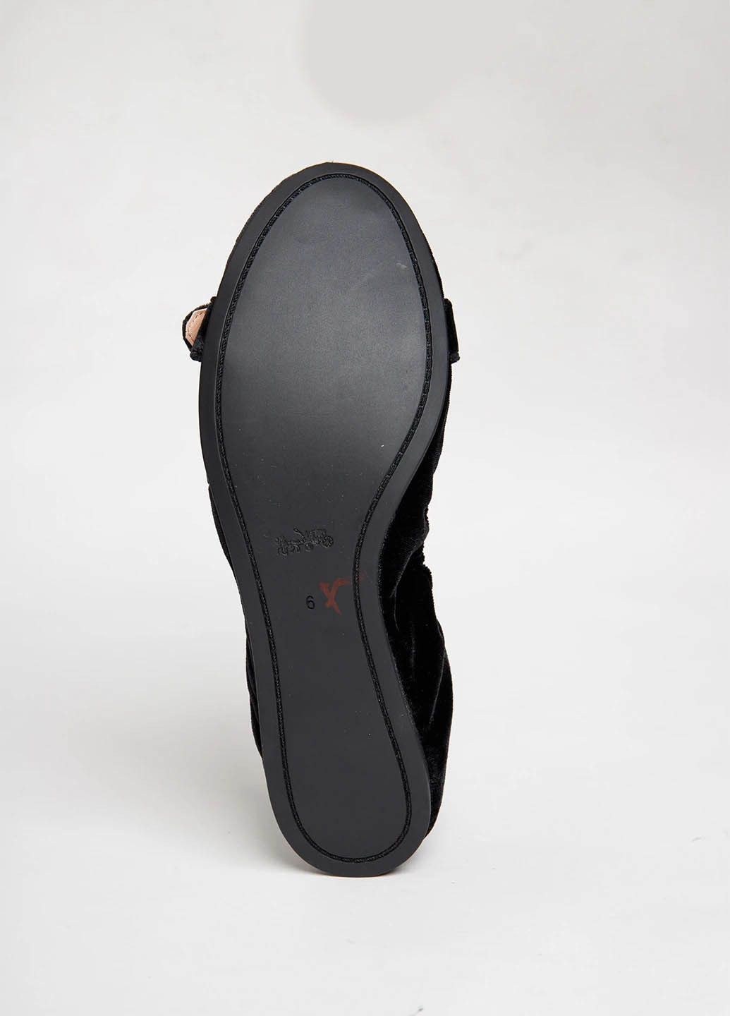 Женские балетки Coach | чёрные однотонные без декора текстиль (308802814)