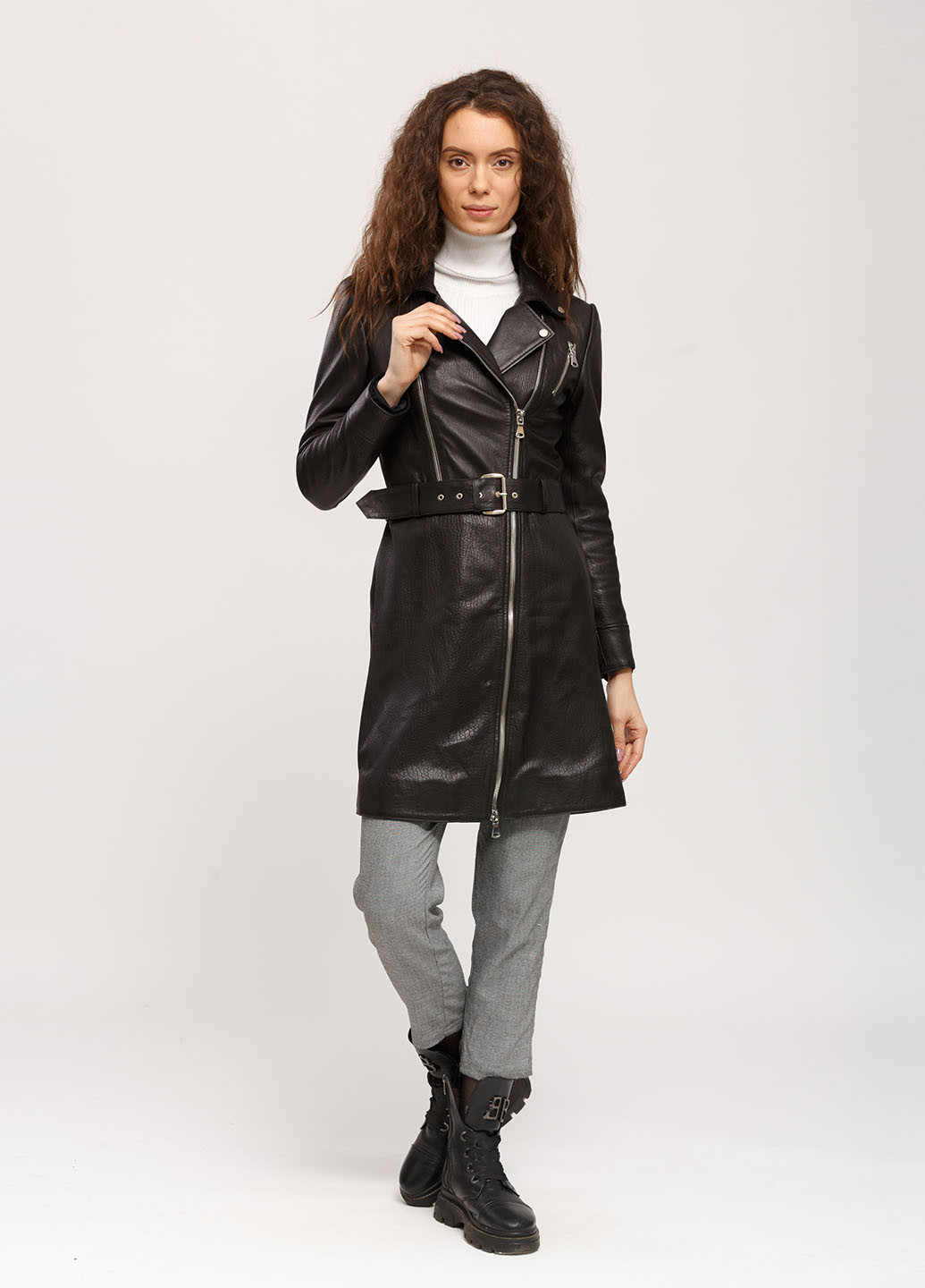 Плащ шкіряний NEBRASKA на блискавці демісезон (212556985)