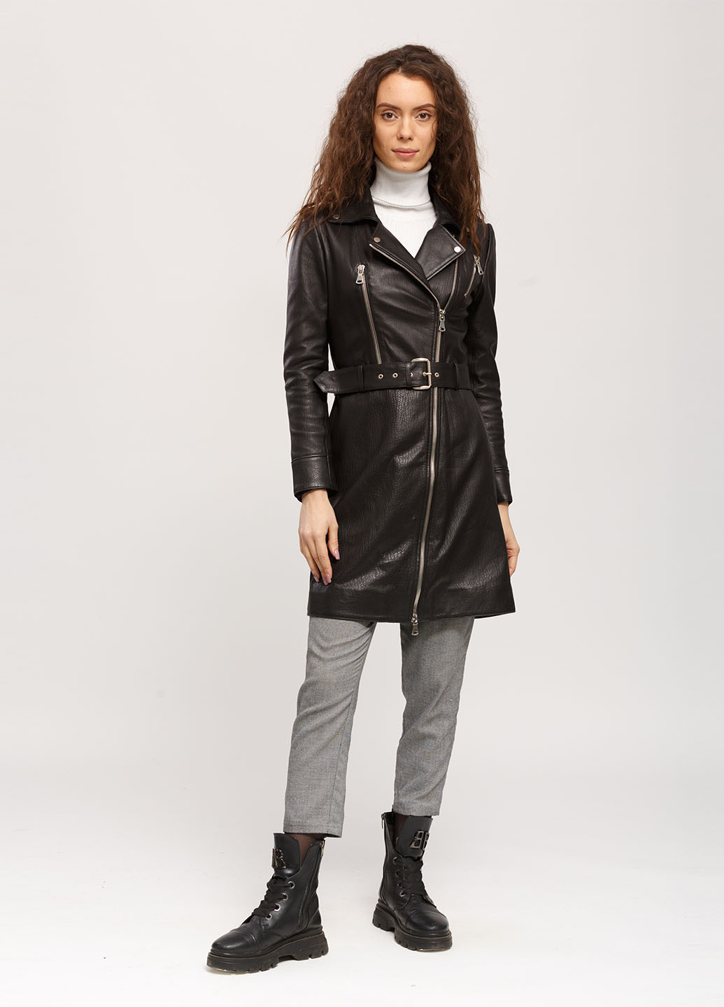 Плащ шкіряний NEBRASKA на блискавці демісезон (212556985)