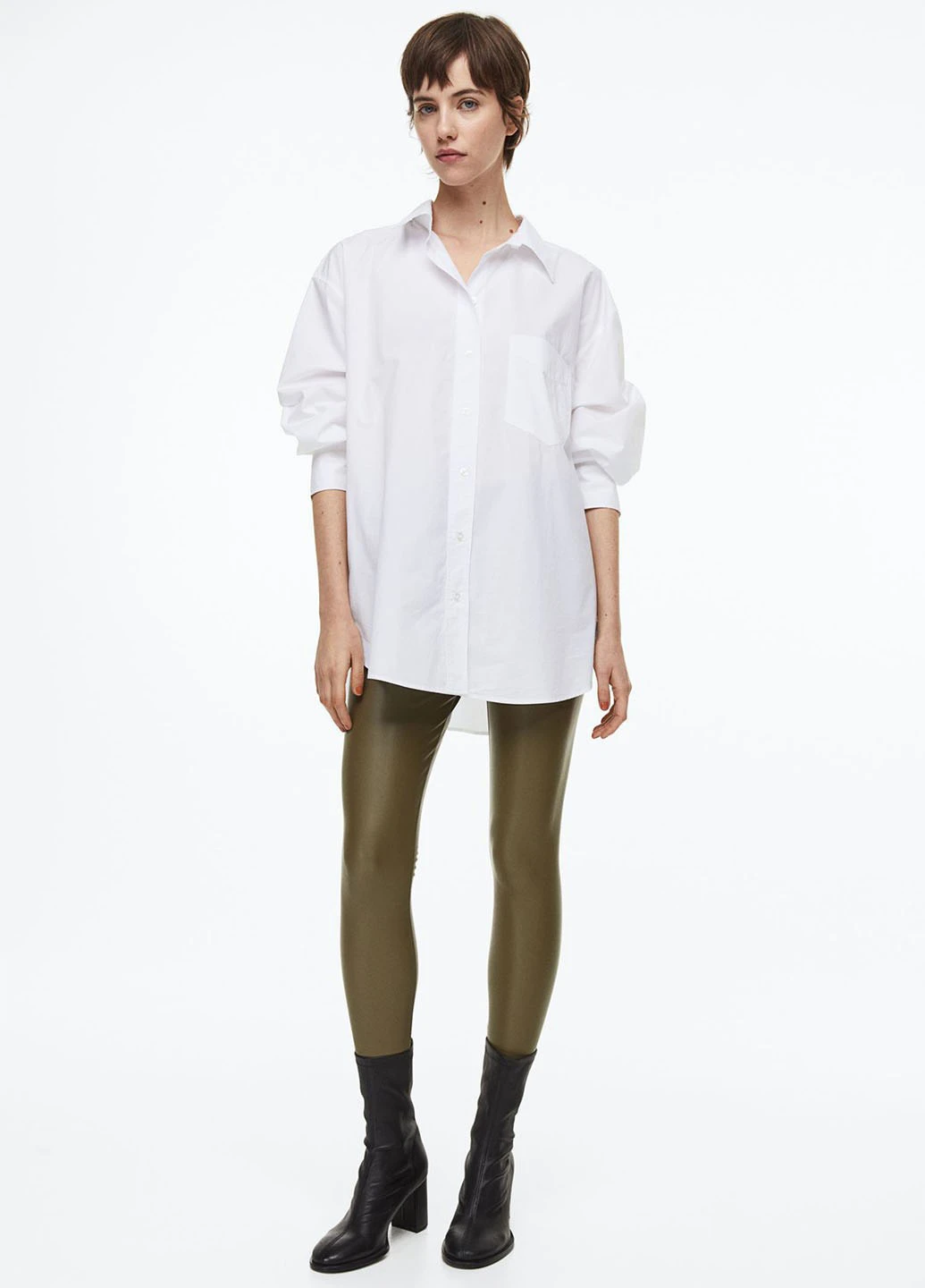 Хаки зимние леггинсы H&M