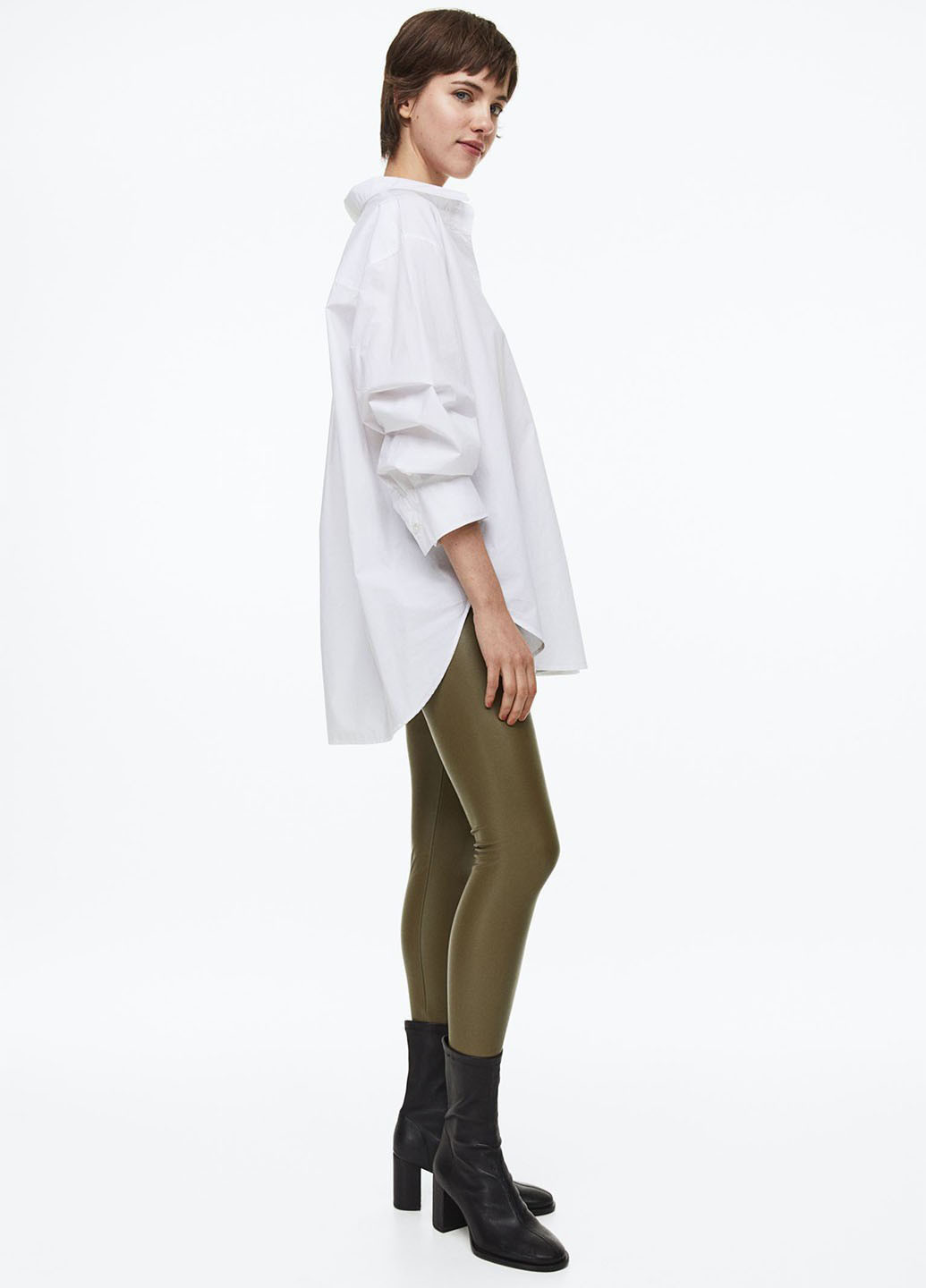 Хаки зимние леггинсы H&M