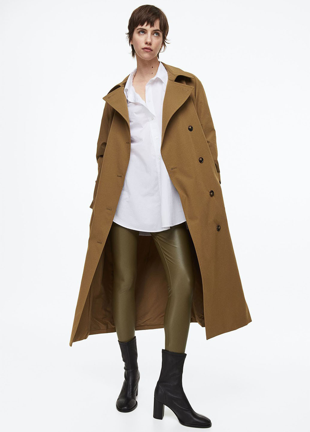 Хаки зимние леггинсы H&M