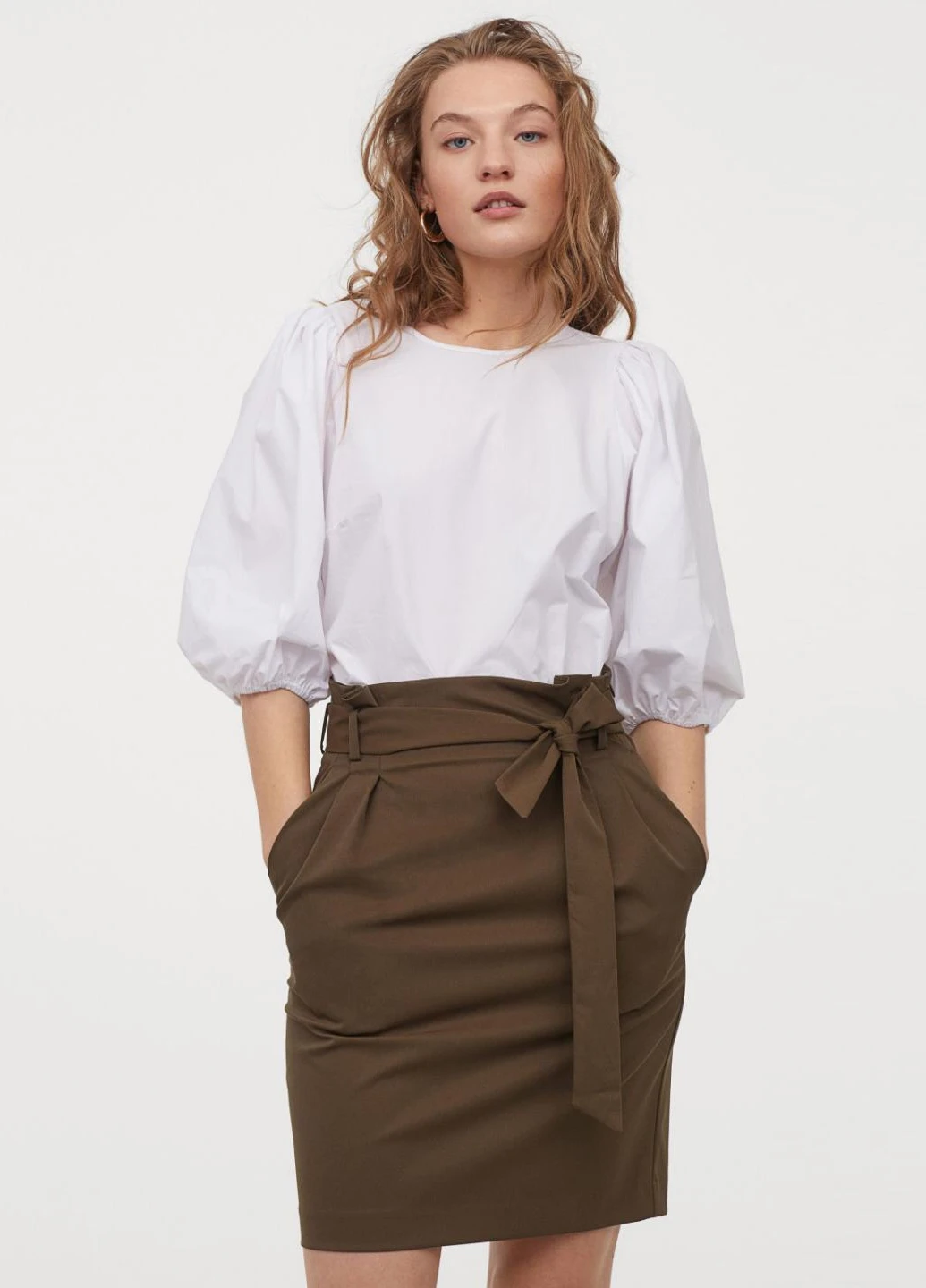 Зеленая однотонная юбка H&M