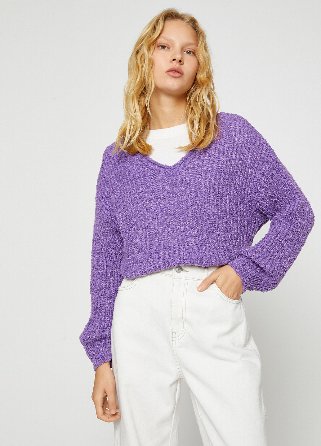 Сиреневый демисезонный пуловер пуловер KOTON