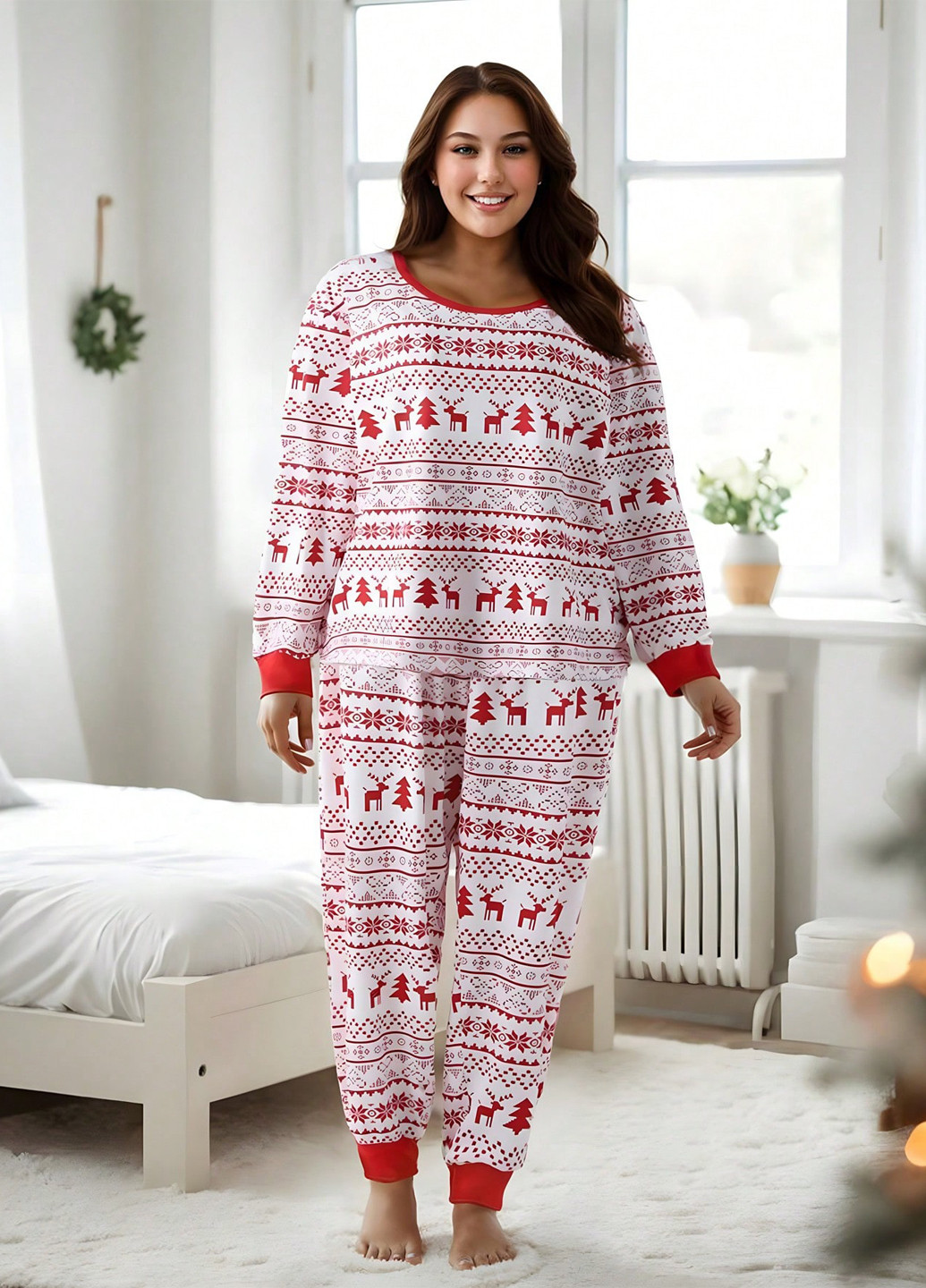 Белая всесезон пижама (лонгслив, брюки) лонгслив + брюки SHEIN