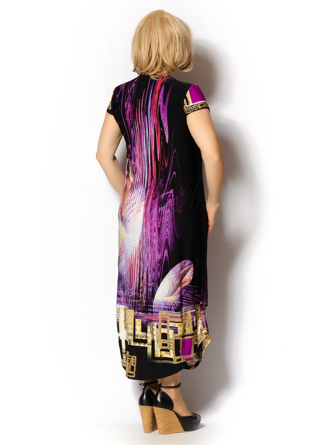 Фіолетова кежуал плаття, сукня LibeAmore з абстрактним візерунком
