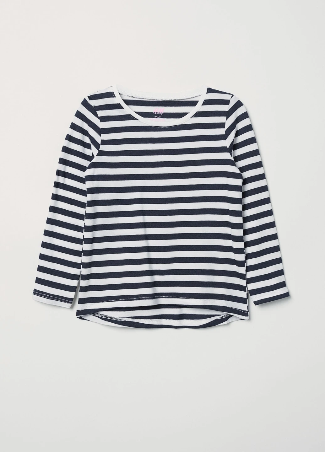 Лонгслів,синій-білий в смужку, H&M Basic (254866795)