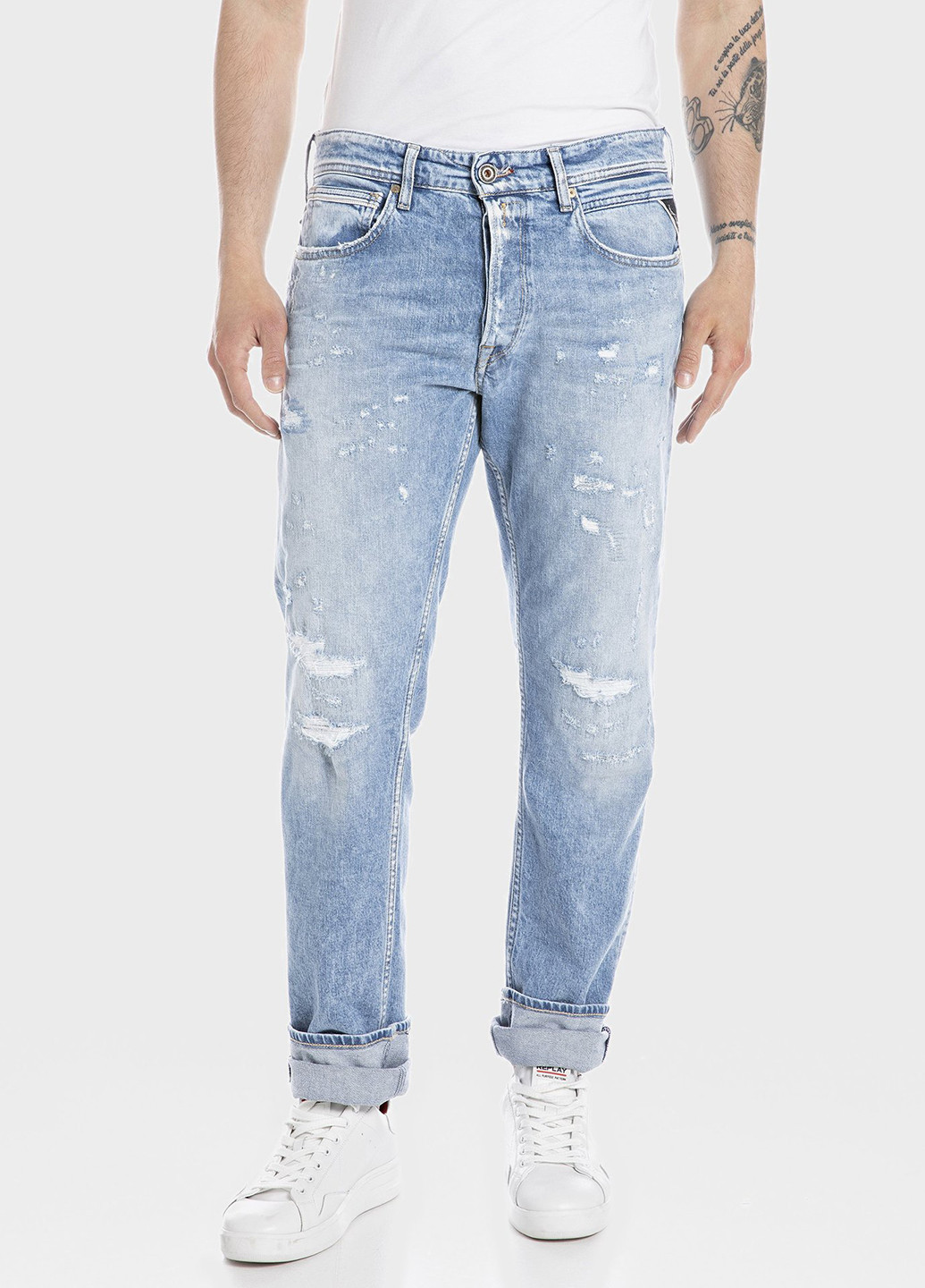 Голубые демисезонные бойфренды джинсы Replay