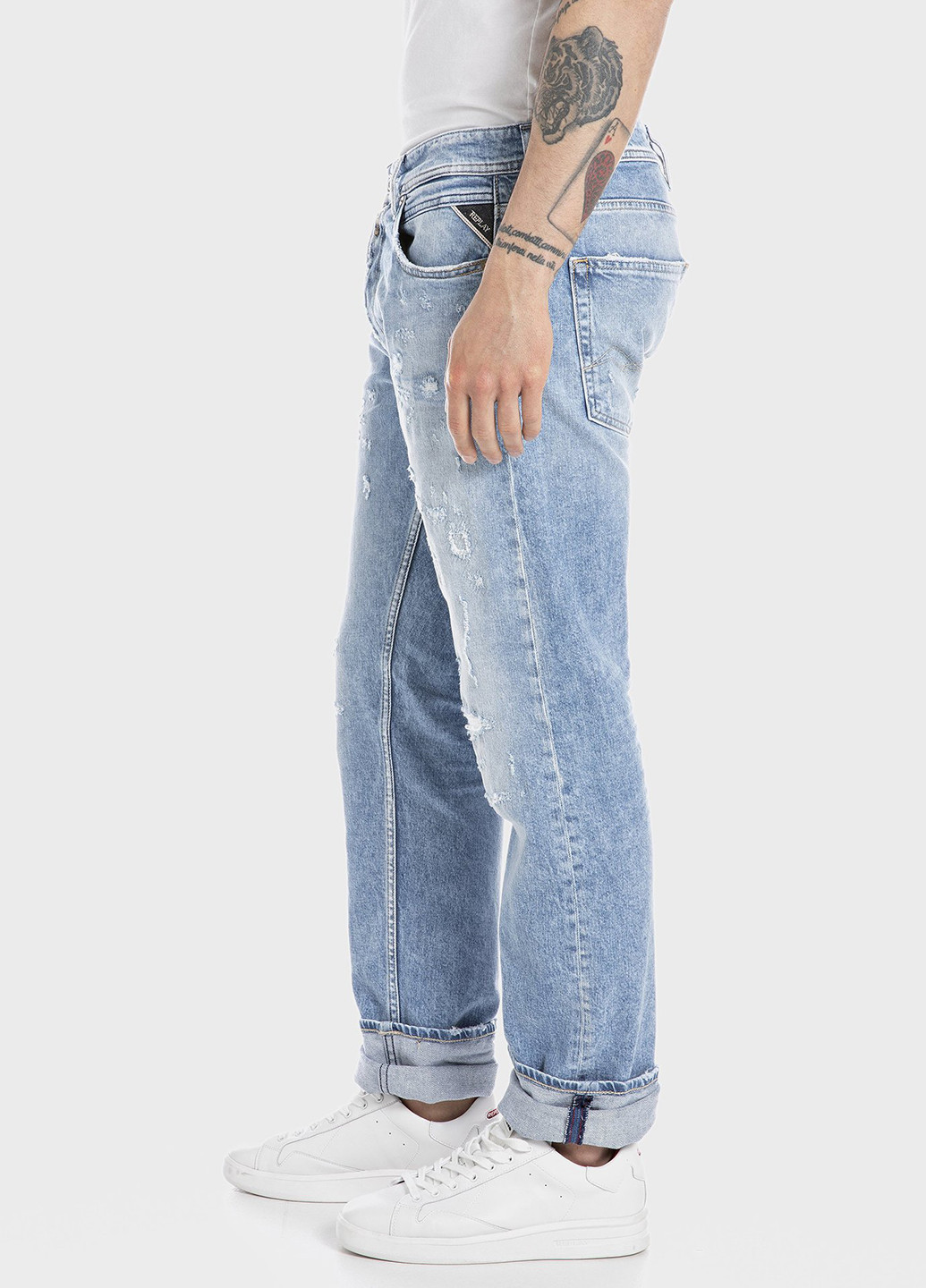 Голубые демисезонные бойфренды джинсы Replay