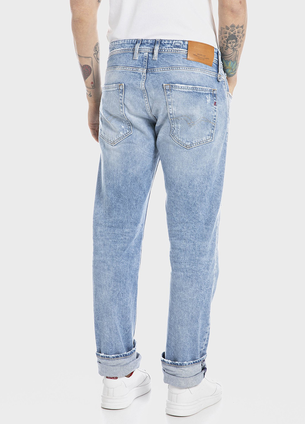 Голубые демисезонные бойфренды джинсы Replay