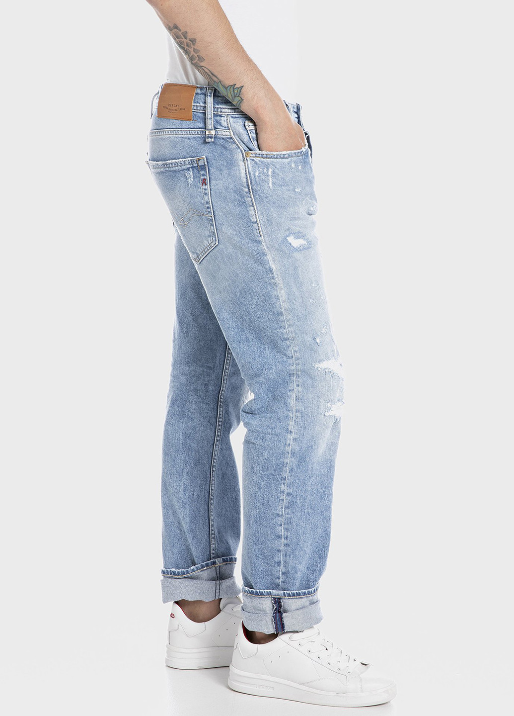 Голубые демисезонные бойфренды джинсы Replay