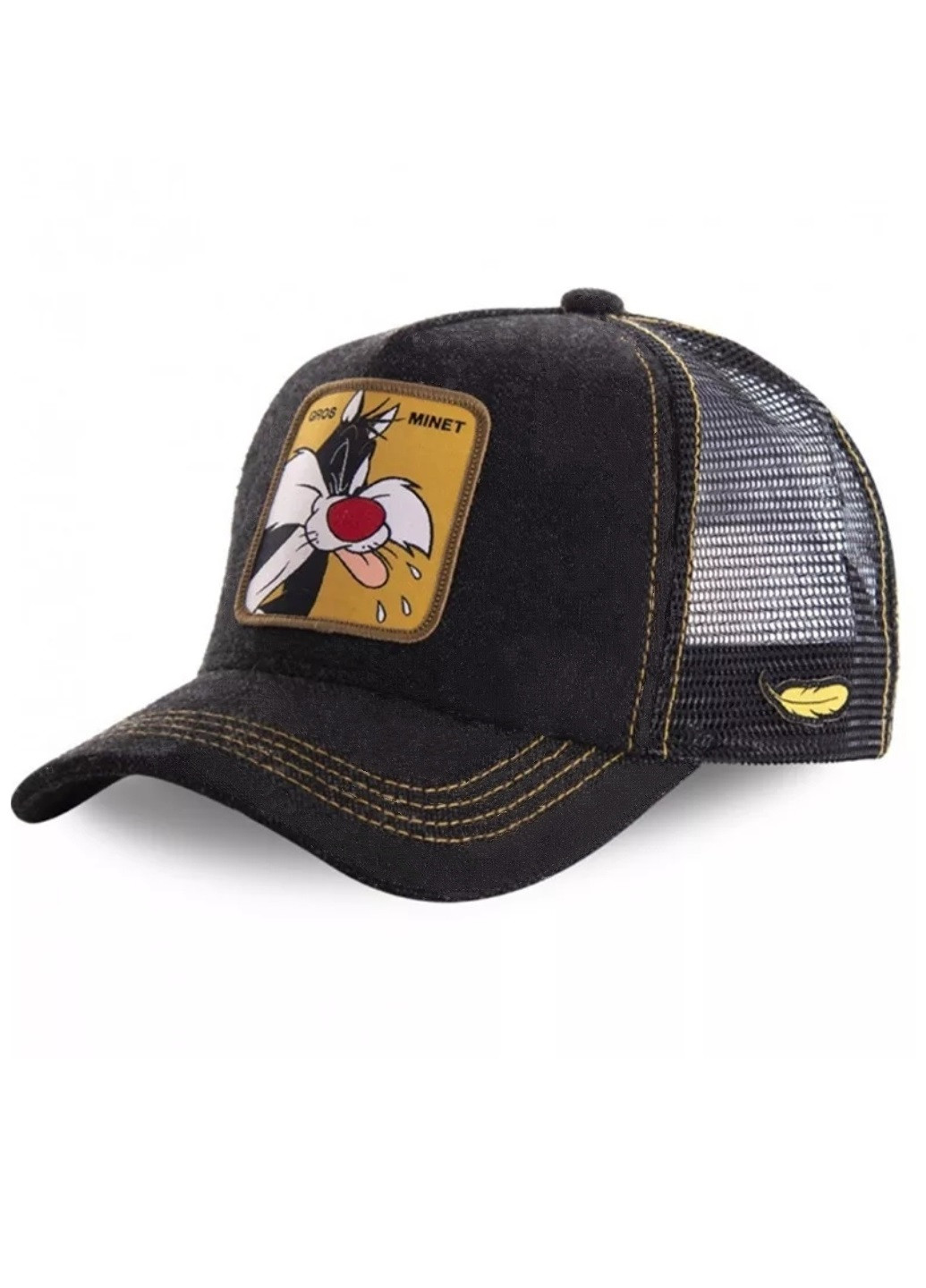 Кепка тракер Луни Тюнс с сеточкой унисекс Кот Сильвестр Черный NoName (250446143)