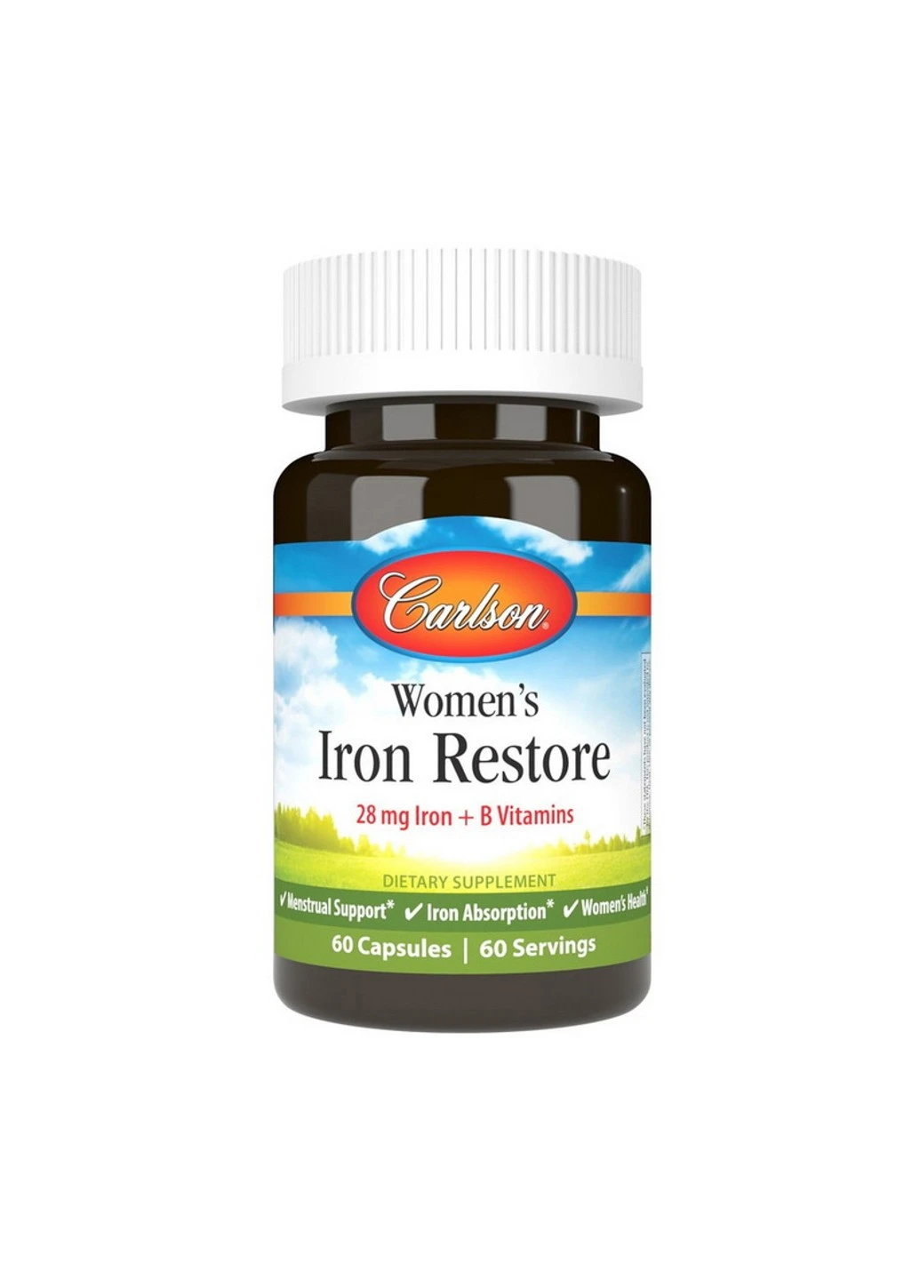 Железо Women's Iron Restore 28 mg Iron + B Vitamin 60 капсул Carlson Labs (255407633)