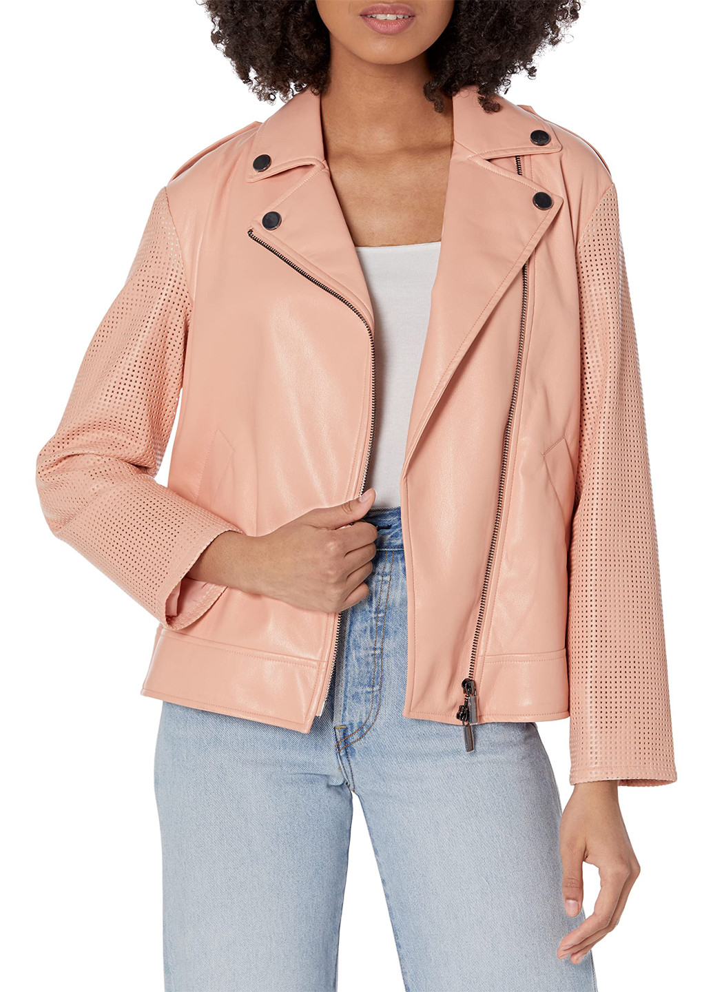 Розовая демисезонная куртка косуха Armani Exchange