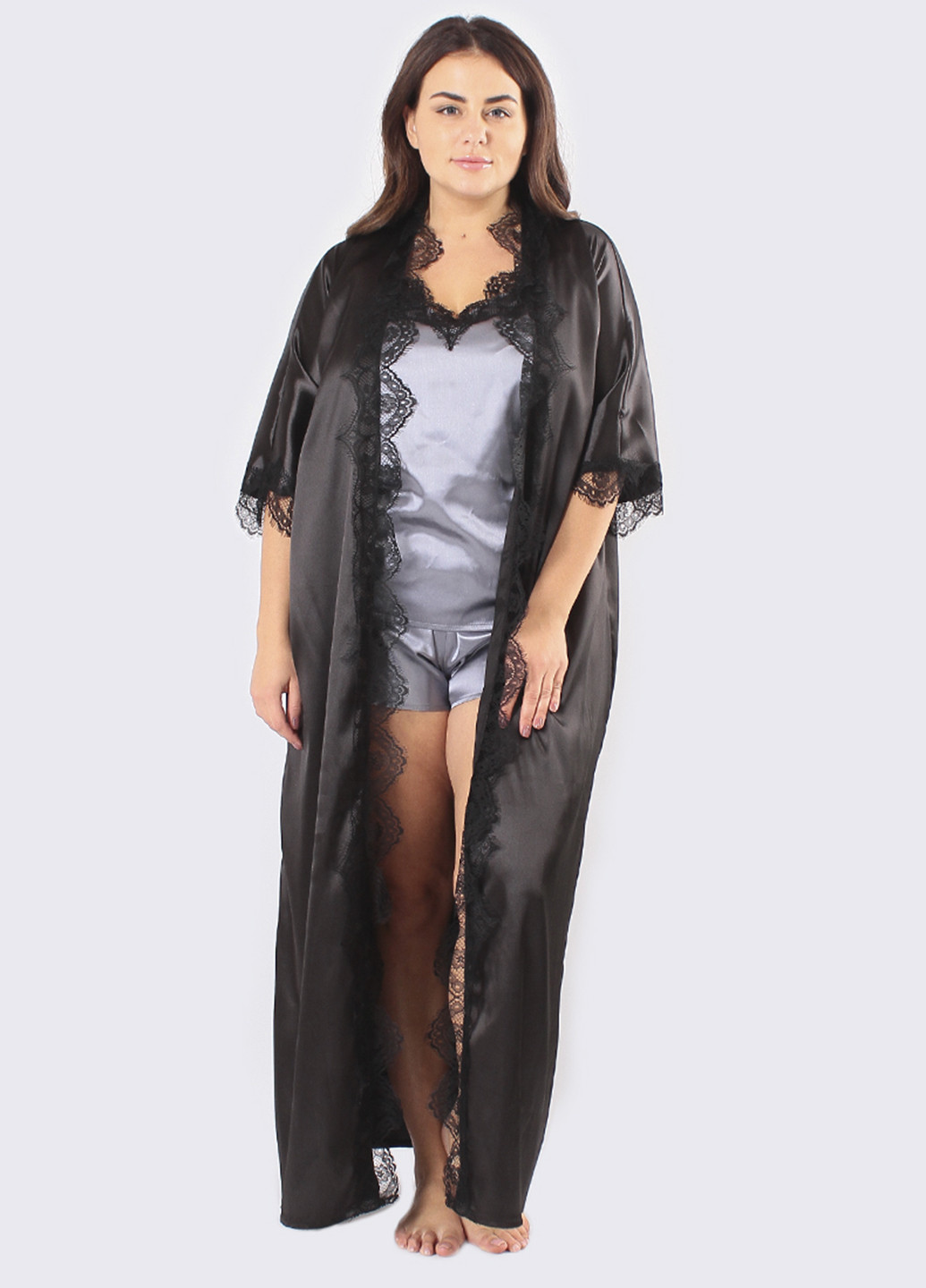 Комбінований демісезонний комплект (топ, шорти, халат) Ghazel