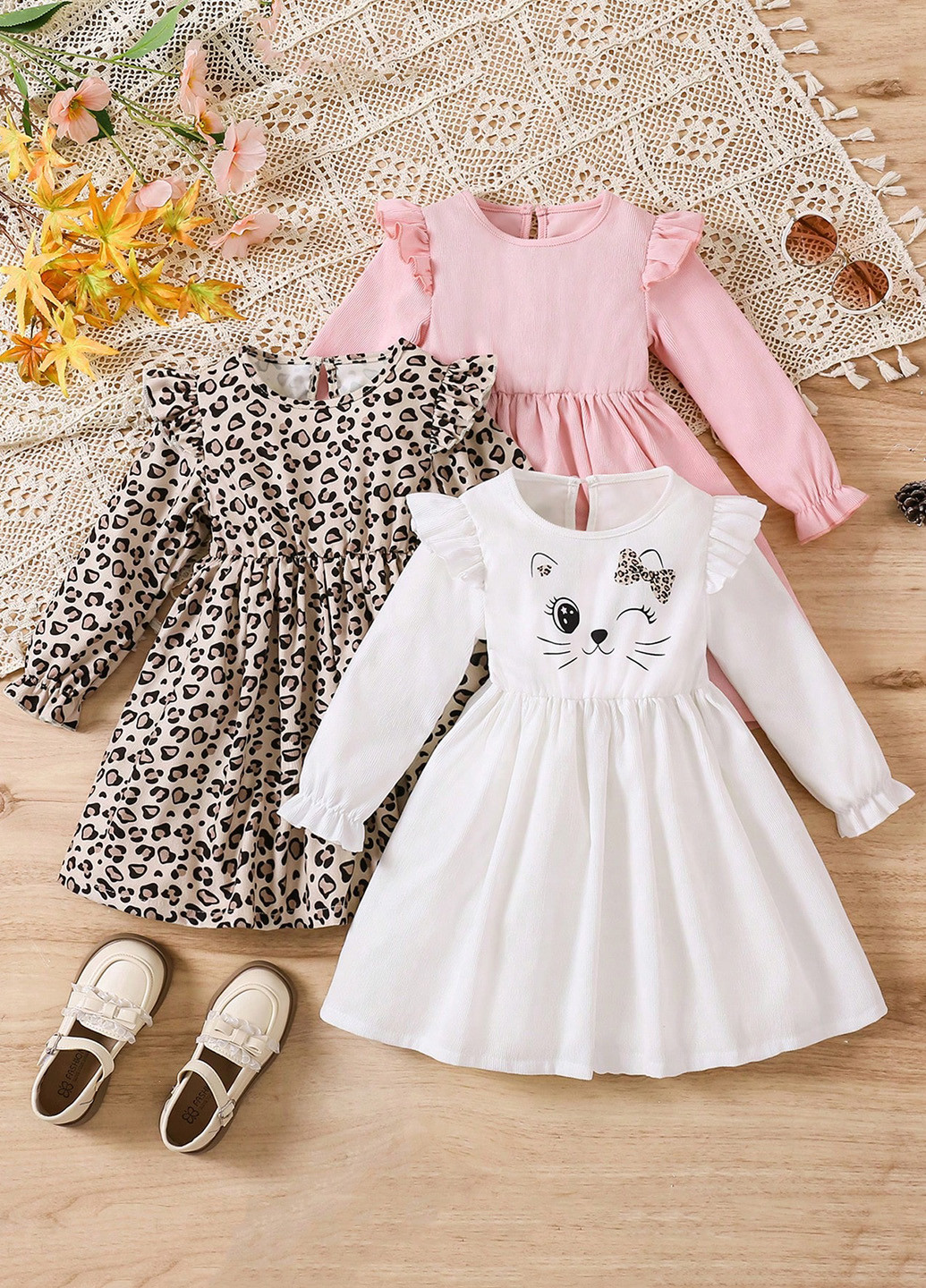 Комбинированное платье (3 шт.) SHEIN (342411778)