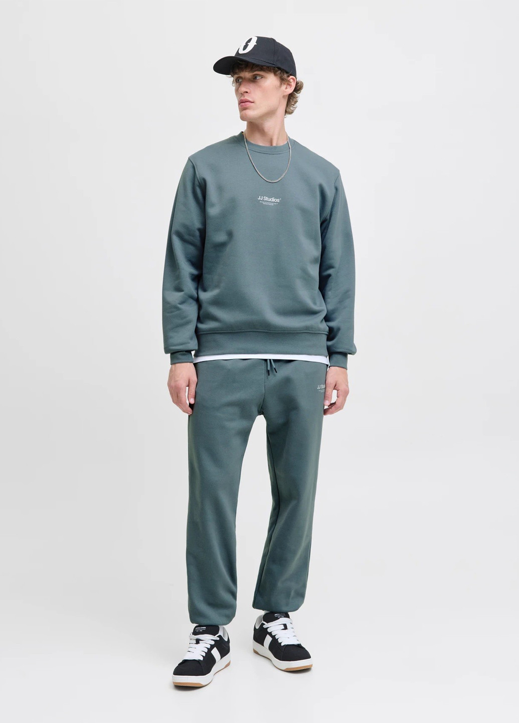 Морской волны свитшот Jack & Jones надпись без декора (352530760)