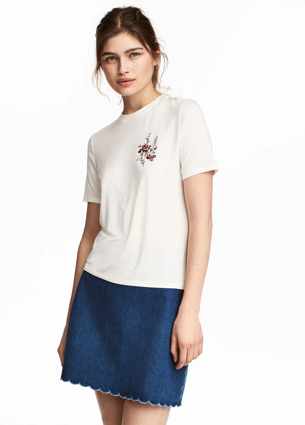 Темно-синяя кэжуал однотонная юбка H&M а-силуэта (трапеция)