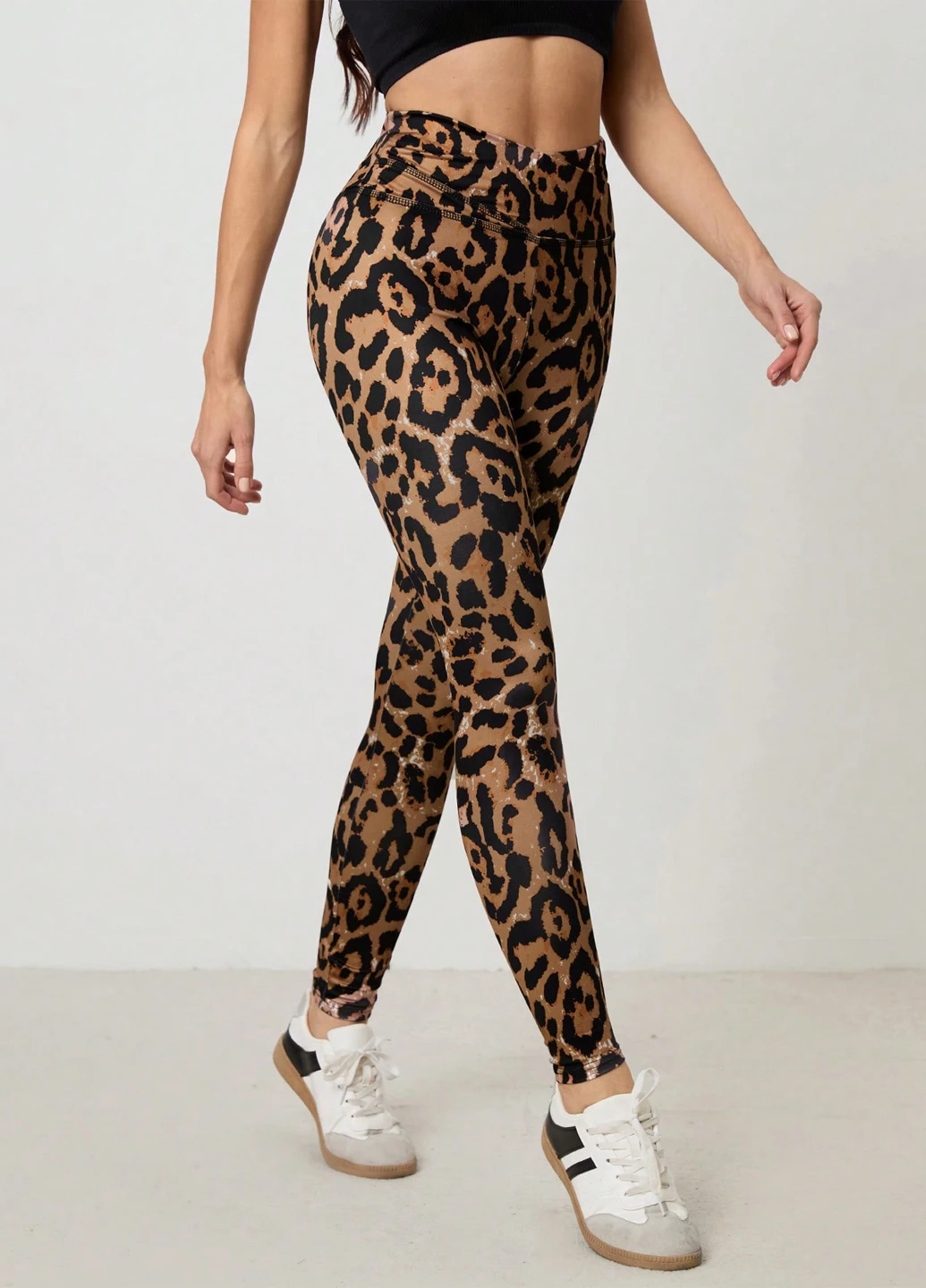 Коричневые демисезонные леггинсы SHEIN