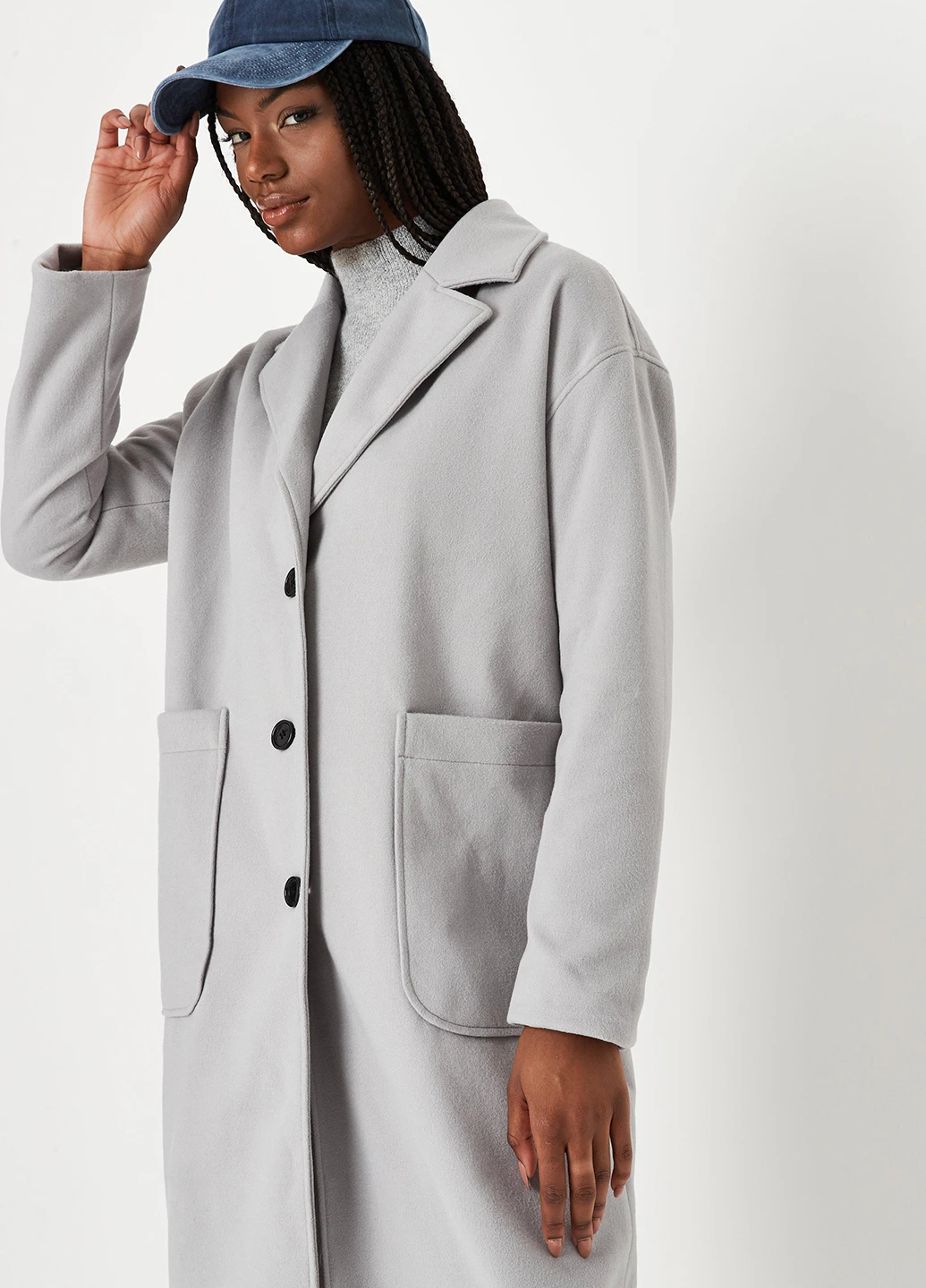 Светло-серое демисезонное Пальто однобортное Missguided