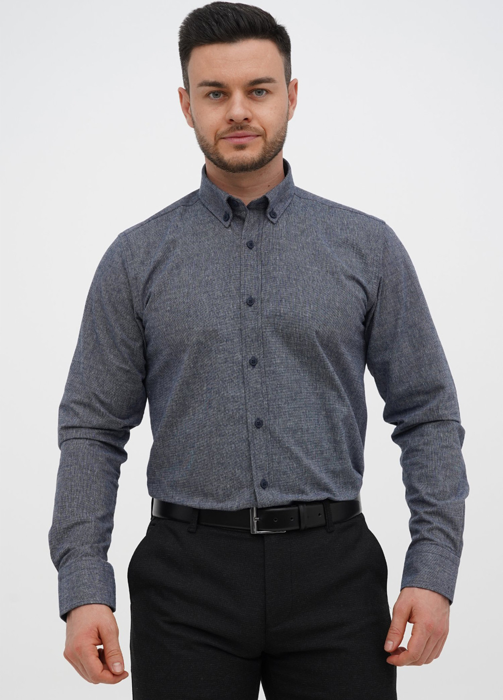 Серая кэжуал рубашка меланж Trend Collection