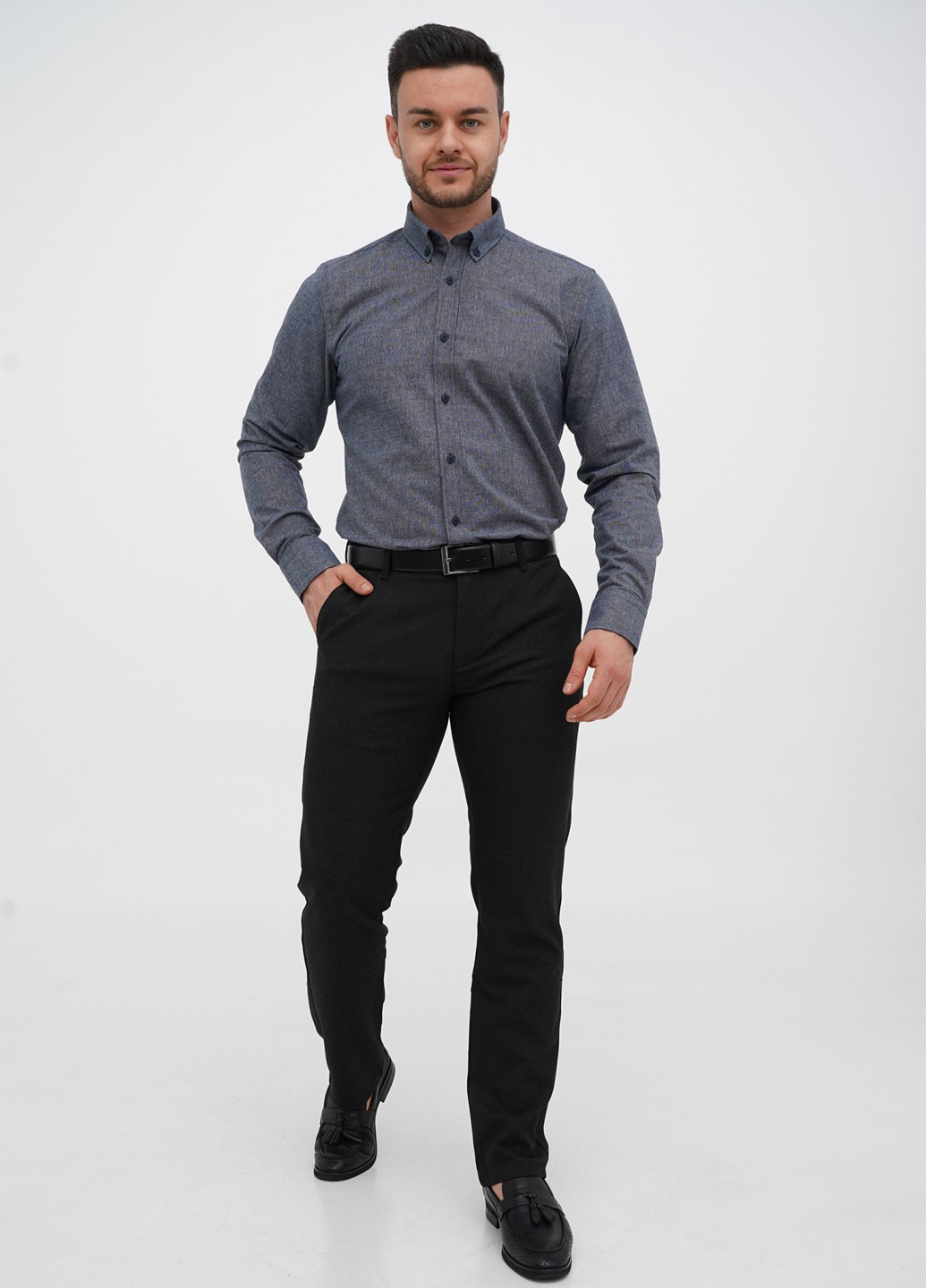 Серая кэжуал рубашка меланж Trend Collection