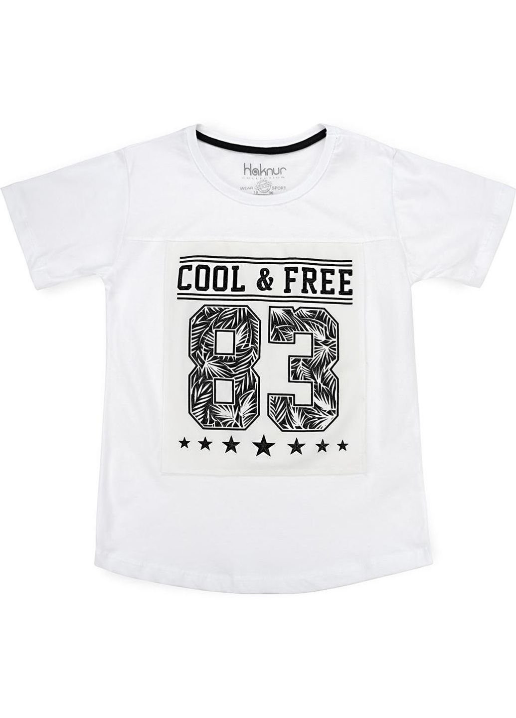 Біла демісезонна футболка дитяча "cool & free" (6547-152b-white) Haknur