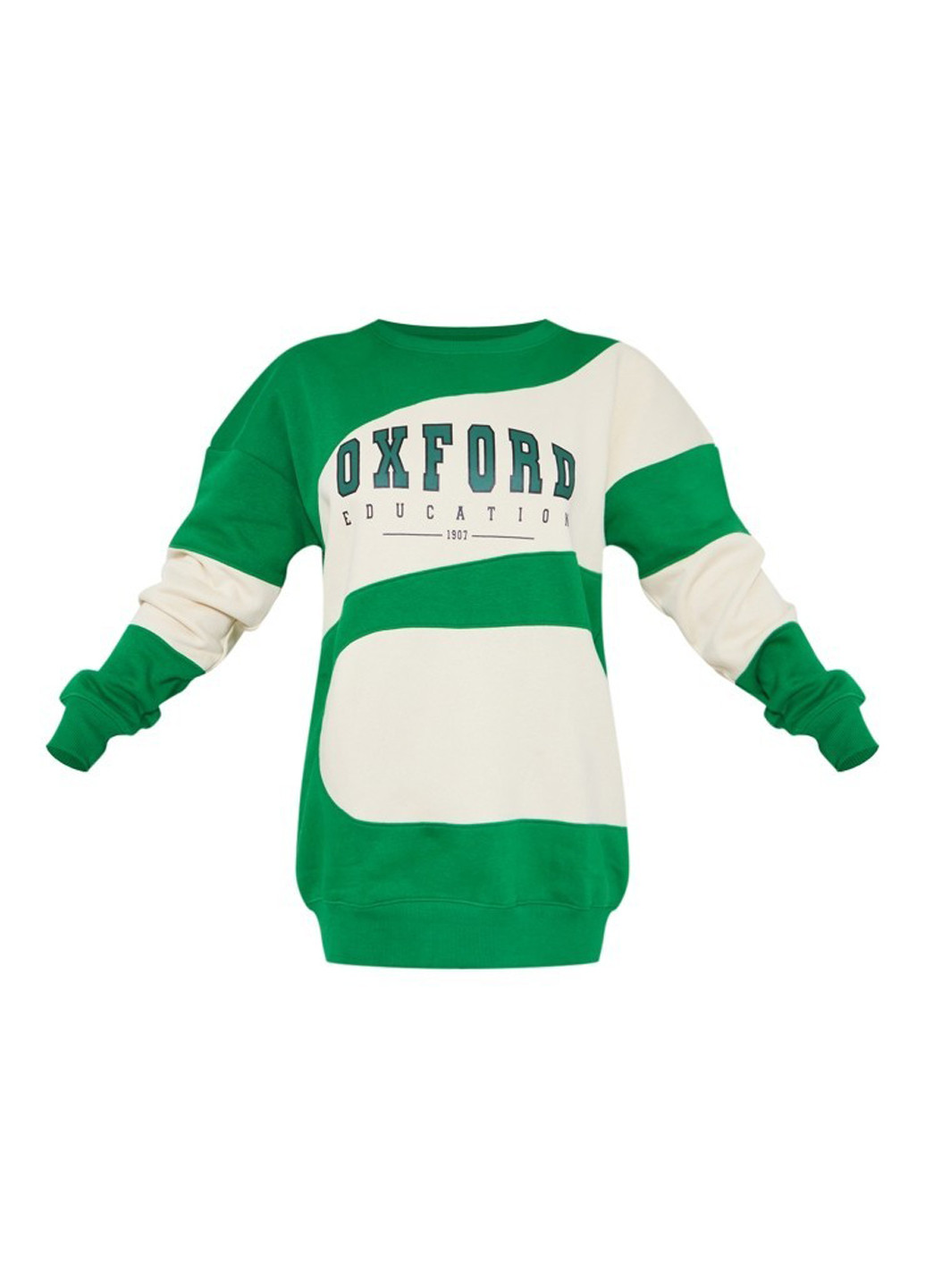 Зеленое спортивное, кэжуал платье платье-свитшот PrettyLittleThing с надписью