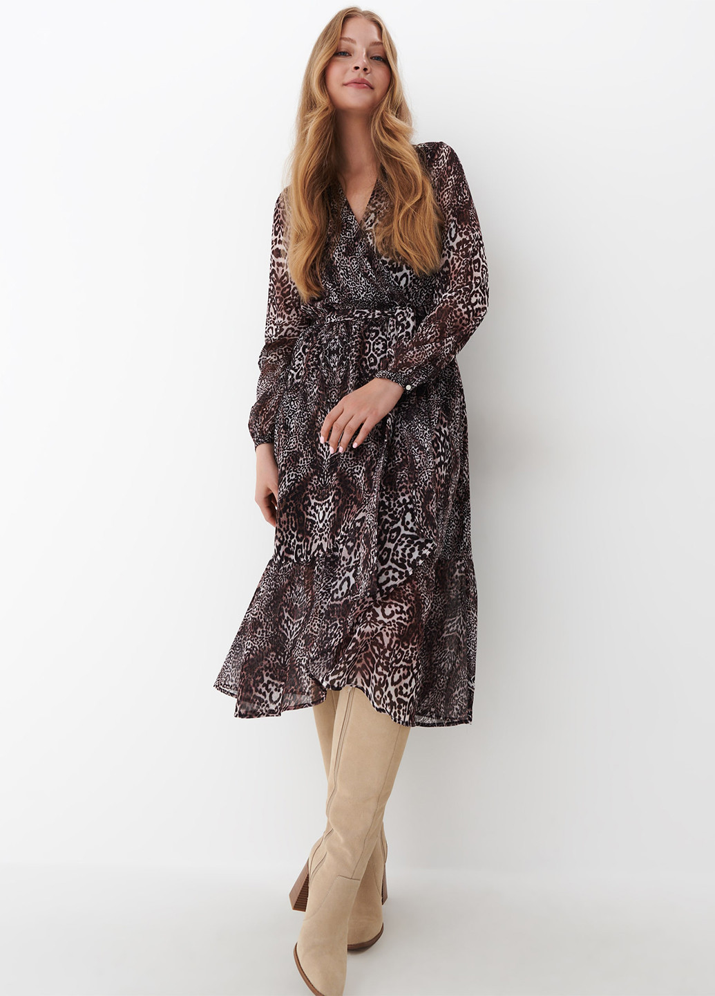 Комбинированное кэжуал платье Mohito леопардовый