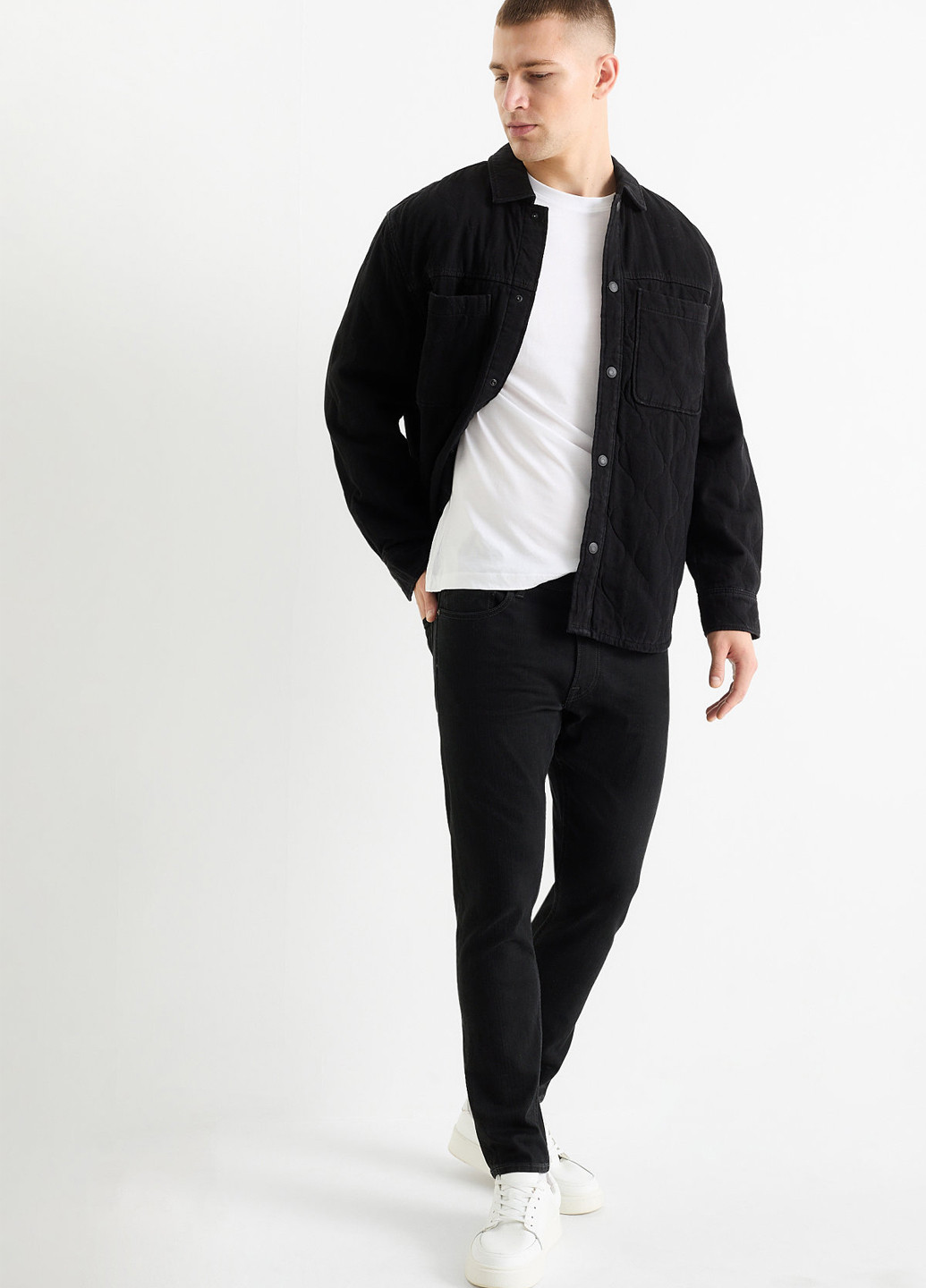 Темно-серые кэжуал демисезонные прямые брюки C&A