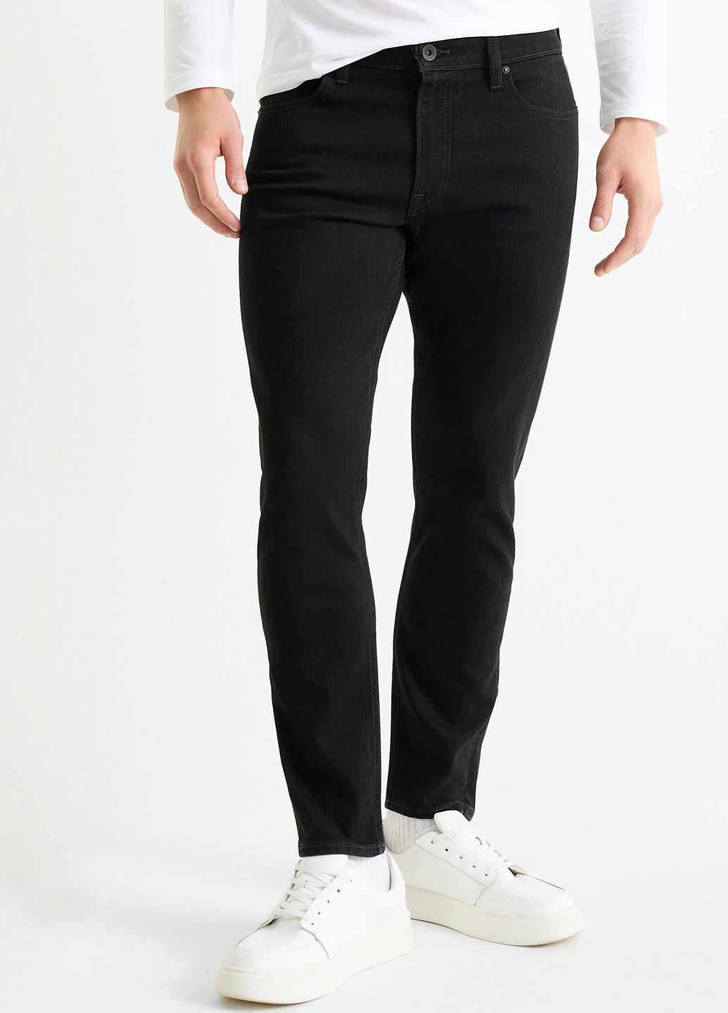 Темно-серые кэжуал демисезонные прямые брюки C&A