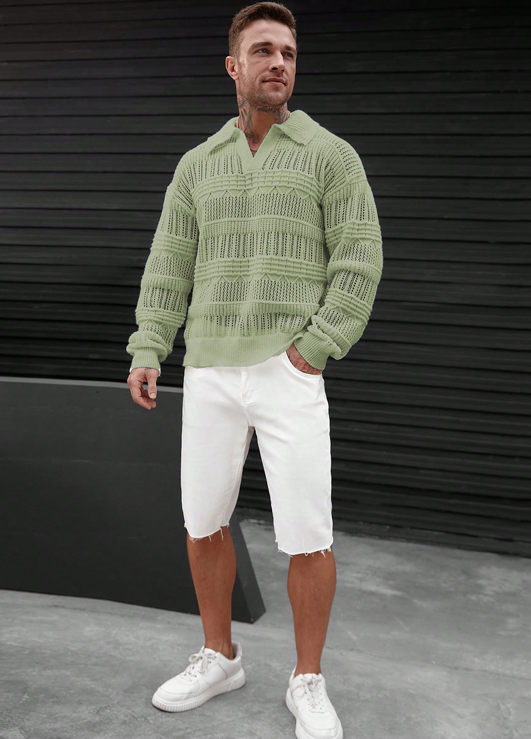 Світло-зелений демісезонний светр SHEIN