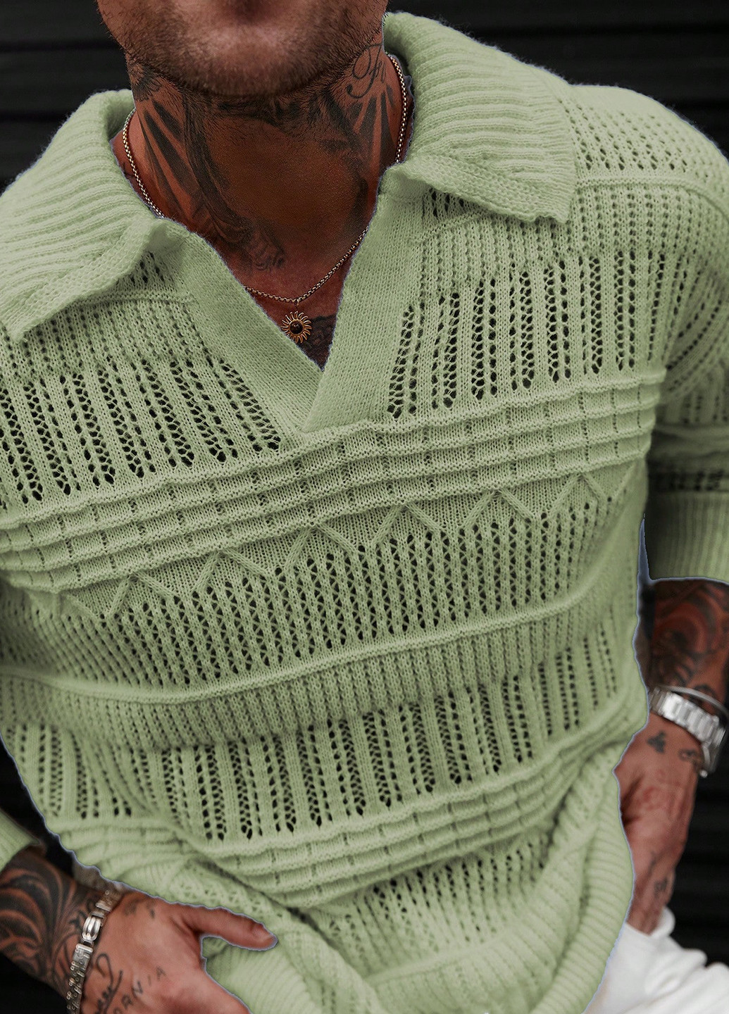 Світло-зелений демісезонний светр SHEIN