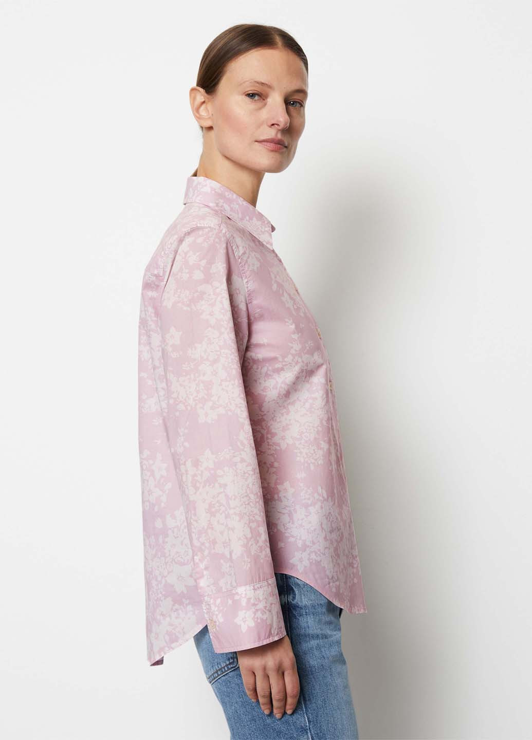 Светло-розовая кэжуал рубашка с цветами Marc O'Polo