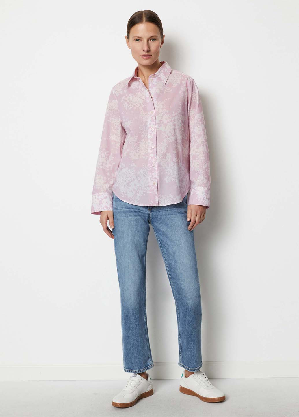 Светло-розовая кэжуал рубашка с цветами Marc O'Polo